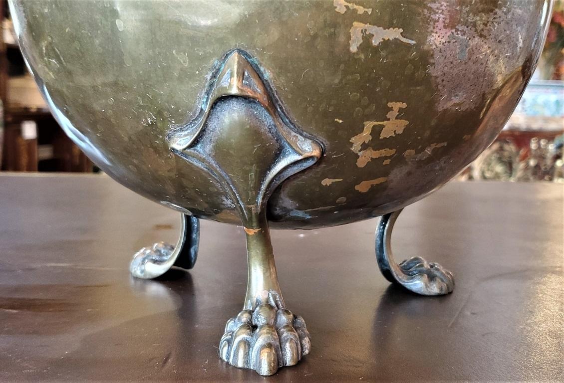 Art Nouveau Brass Jardinière with Paw Feet by Beldray 5