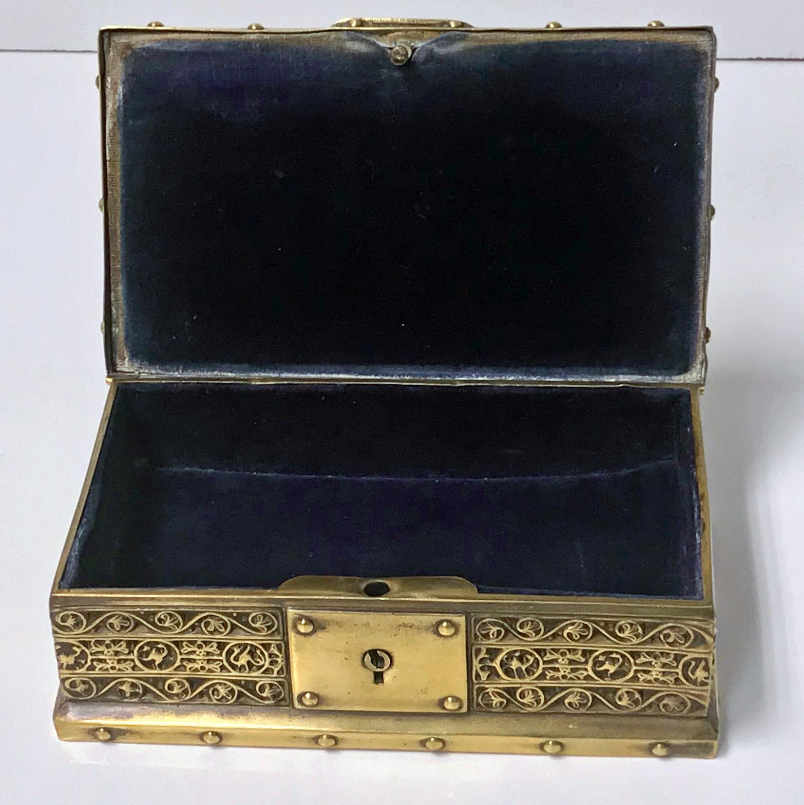 Art Nouveau Brass Jewelry Box, Germany circa 1920 Erhard & Söhne In Good Condition In Toronto, ON