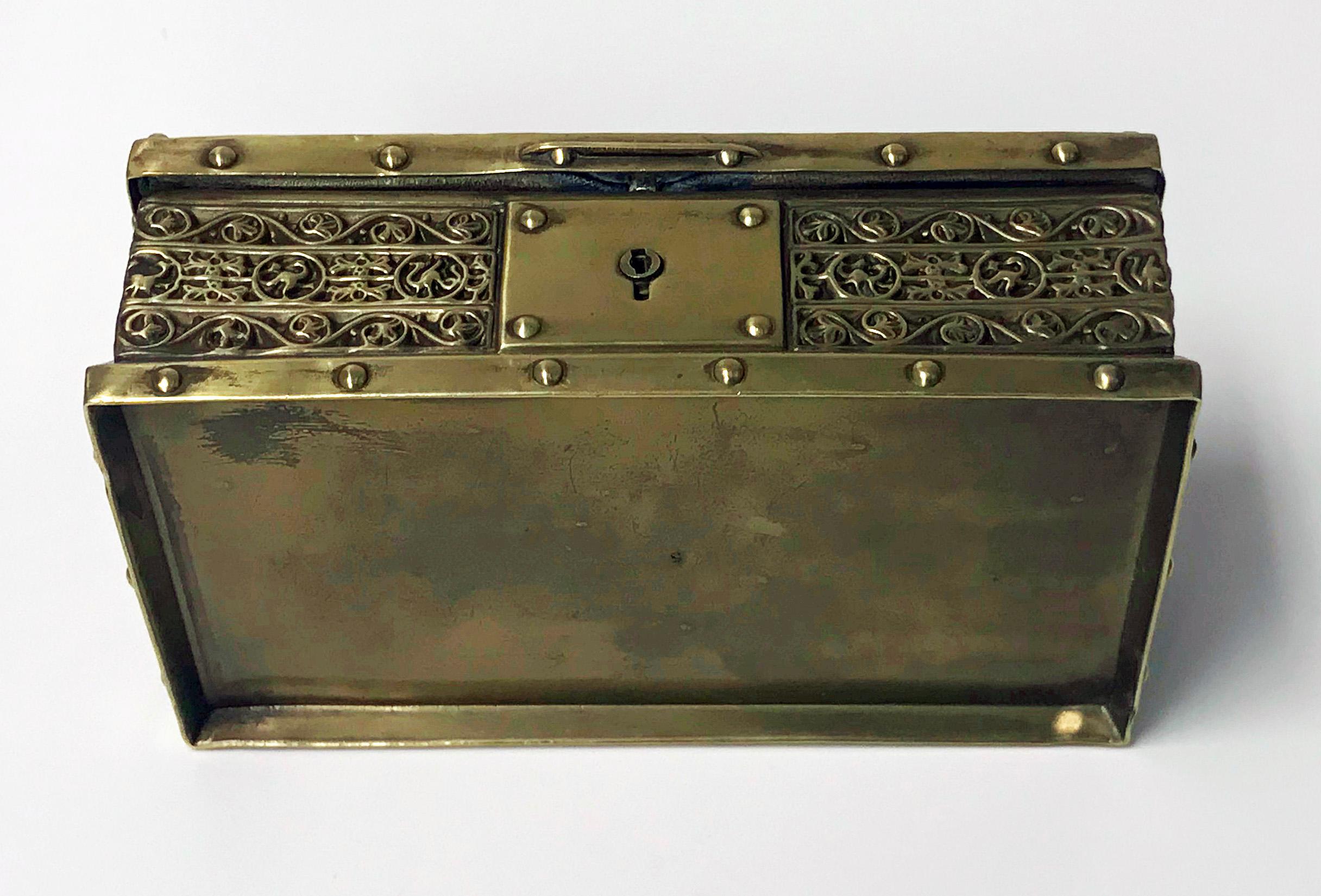 Art Nouveau Brass Jewelry Box, Germany circa 1920 Erhard & Söhne In Good Condition In Toronto, Ontario