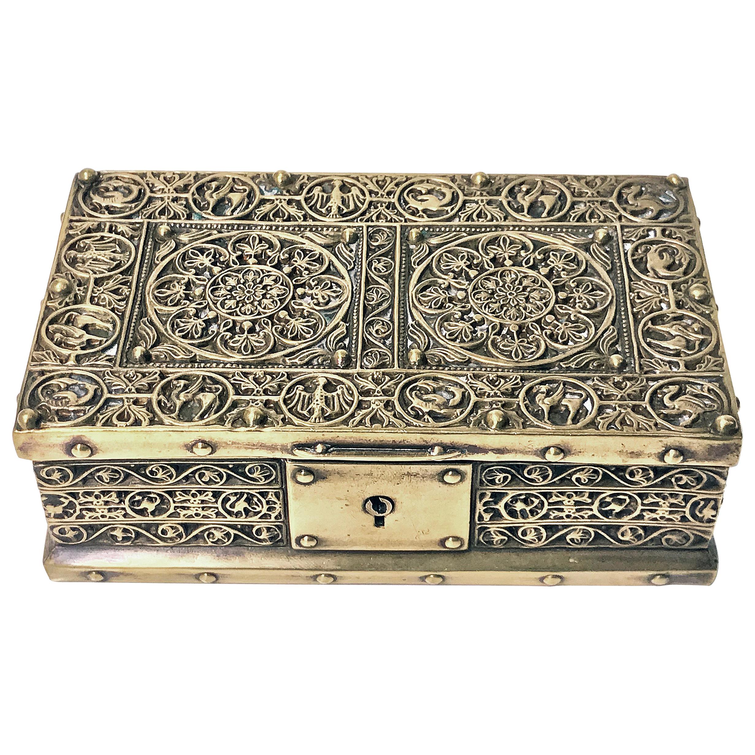 Art Nouveau Brass Jewelry Box, Germany circa 1920 Erhard & Söhne