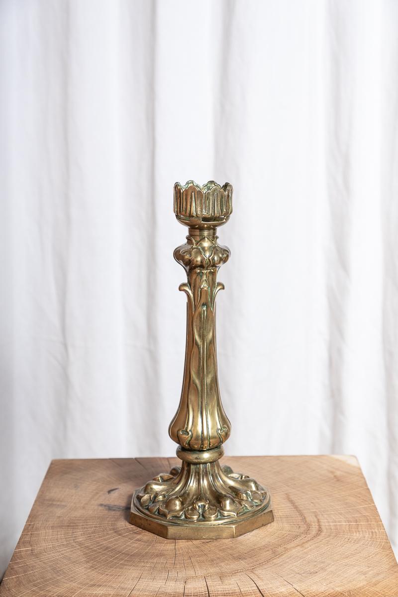 Art Nouveau Brass Lamp Base In Good Condition For Sale In London, GB