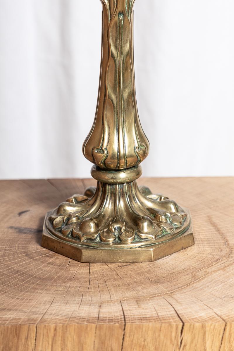 19th Century Art Nouveau Brass Lamp Base For Sale