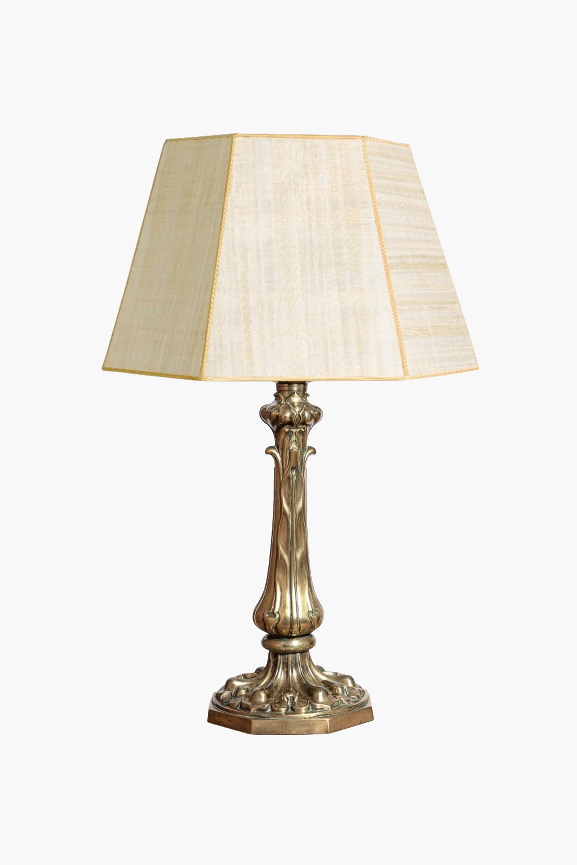 Art Nouveau Brass Lamp Base For Sale 3