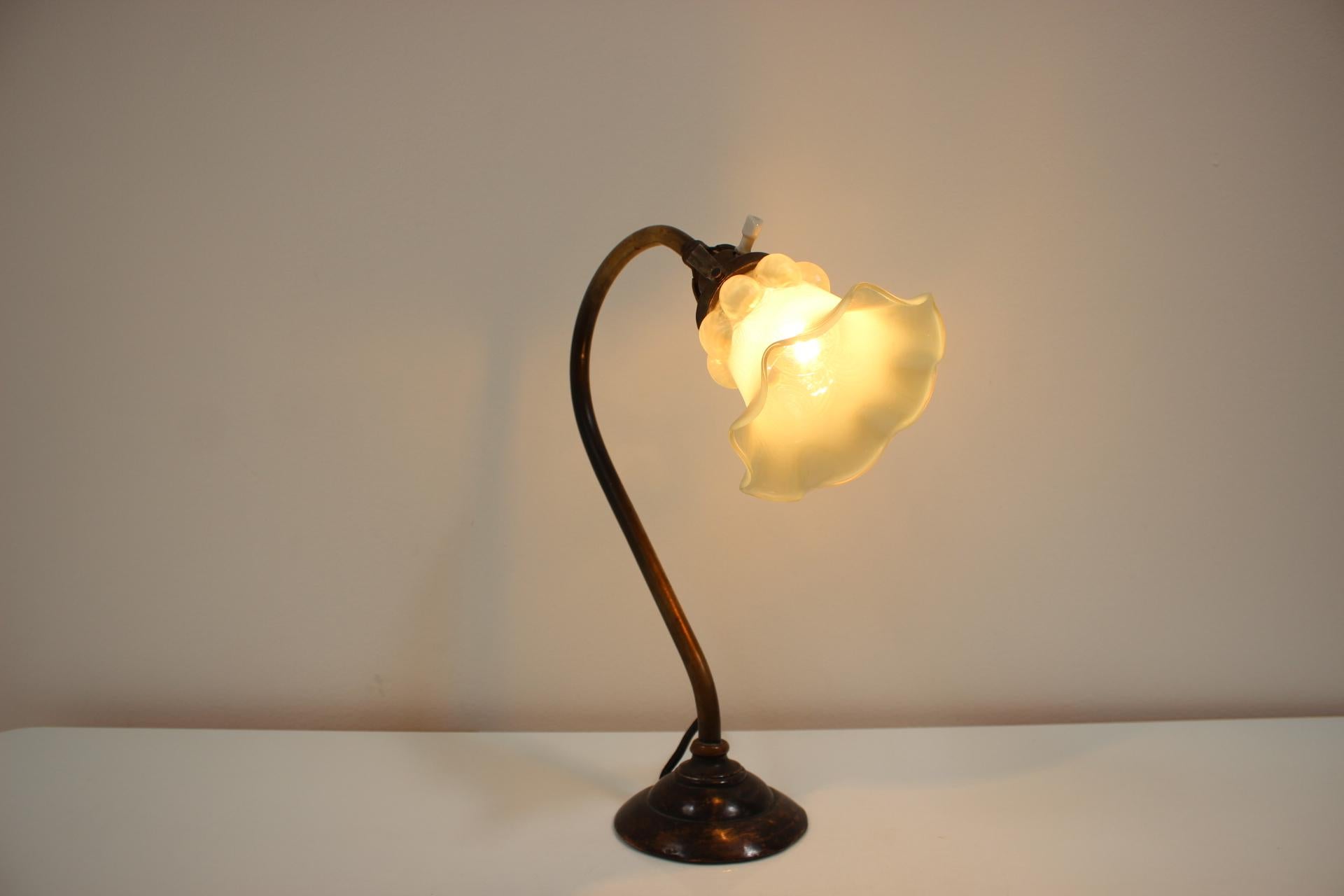Art Nouveau Brass Lamp, circa 1920 4