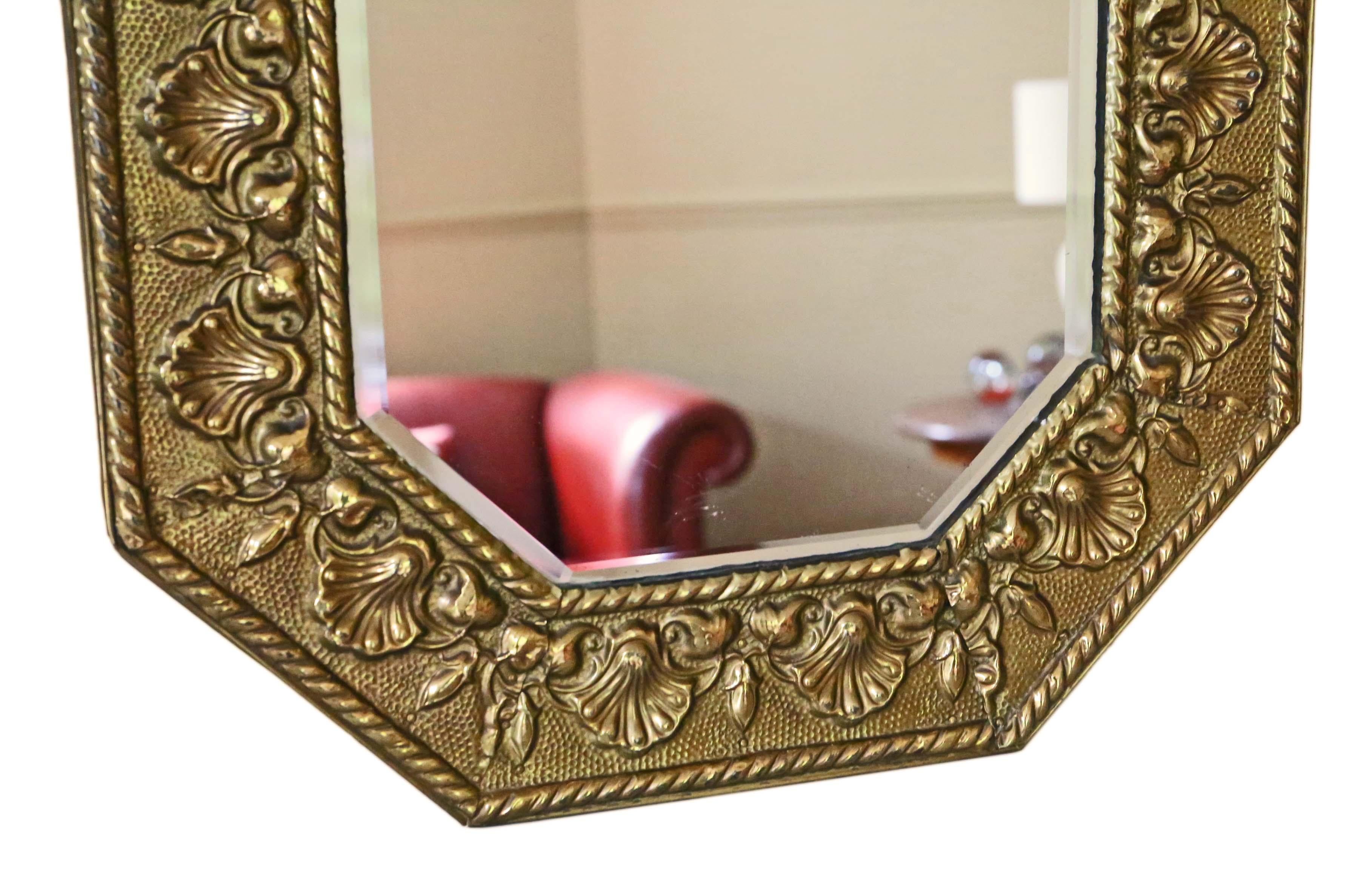 Art Nouveau Brass Overmantle or Wall Mirror In Good Condition In Wisbech, Cambridgeshire