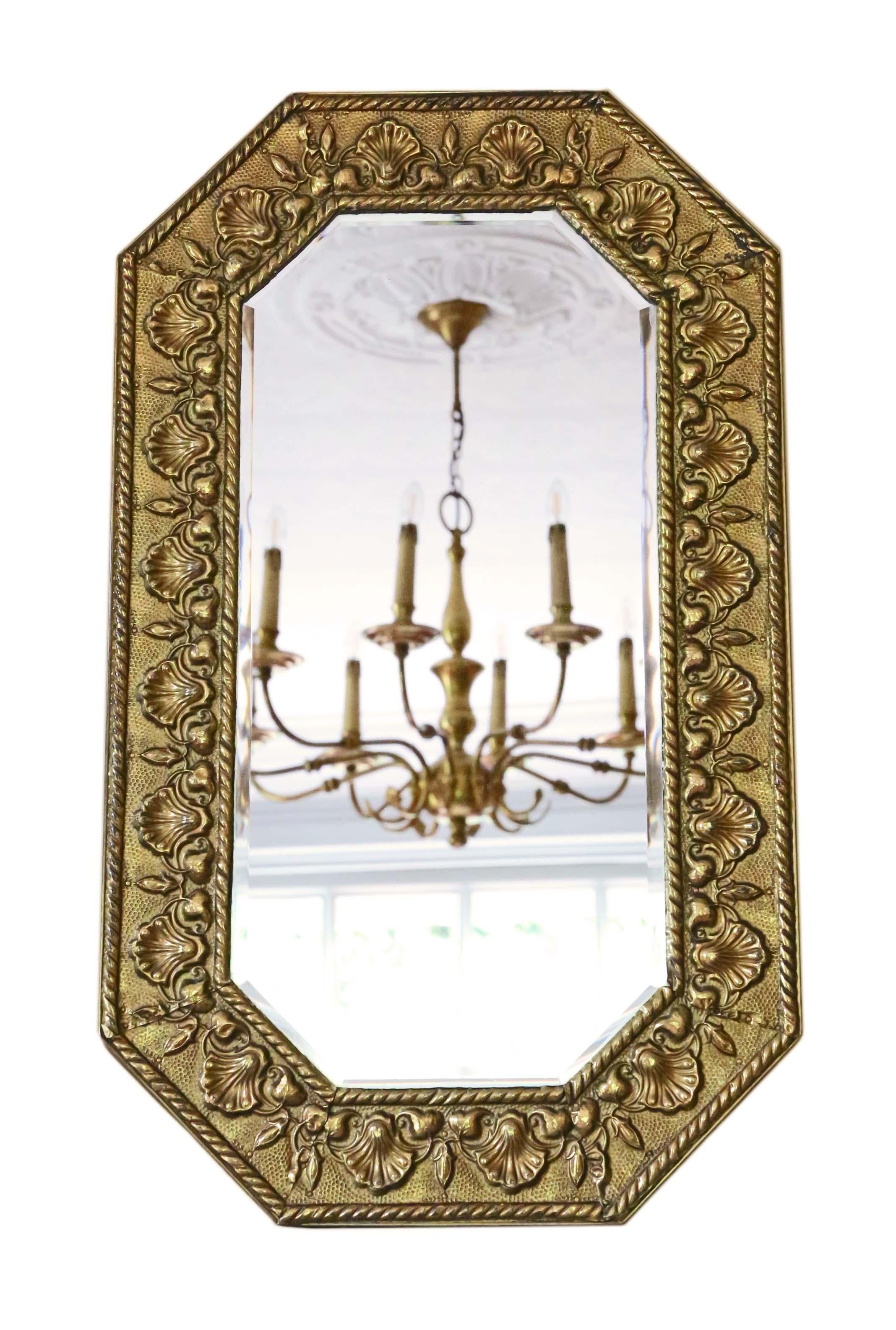 Art Nouveau Brass Overmantle or Wall Mirror 3