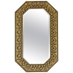 Art Nouveau Brass Overmantle or Wall Mirror
