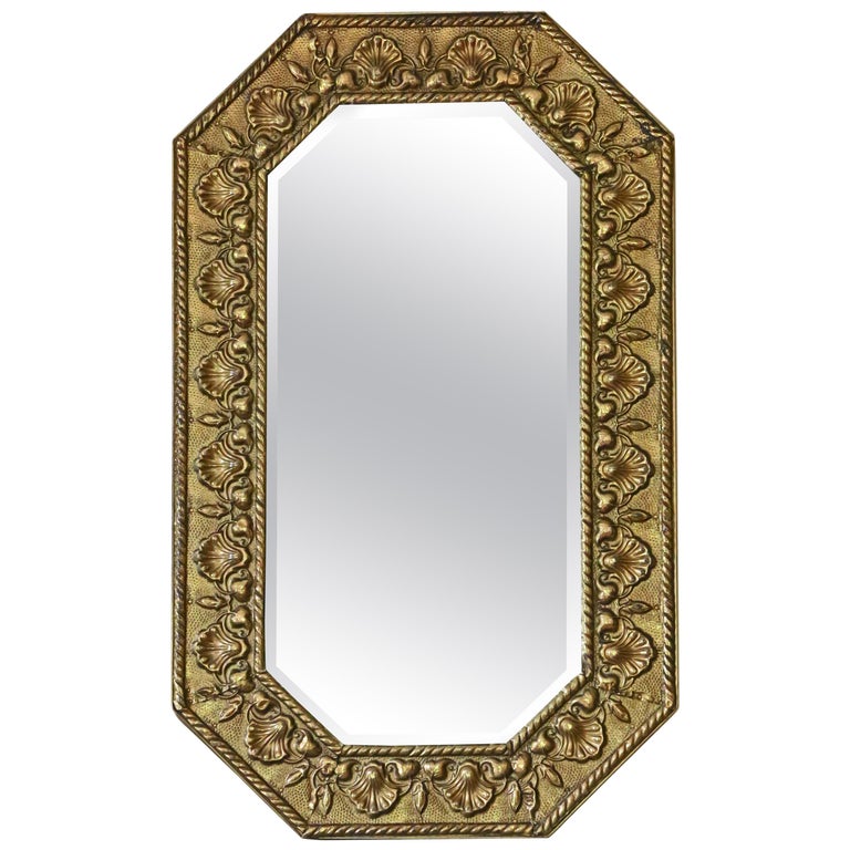Art Nouveau Brass Overmantle or Wall Mirror For Sale at 1stdibs
