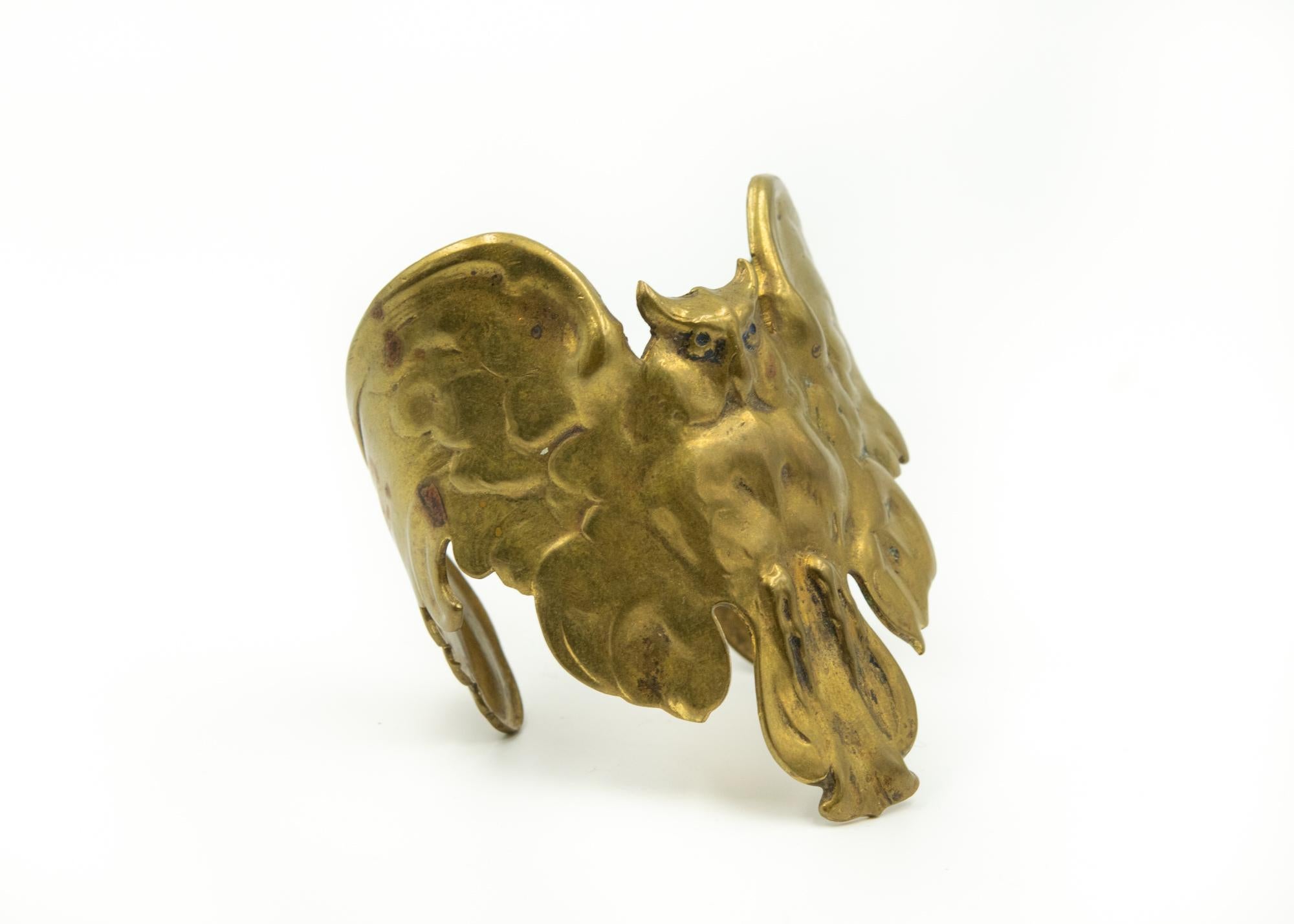 Women's Art Nouveau Brass Owl Cuff Bracelet
