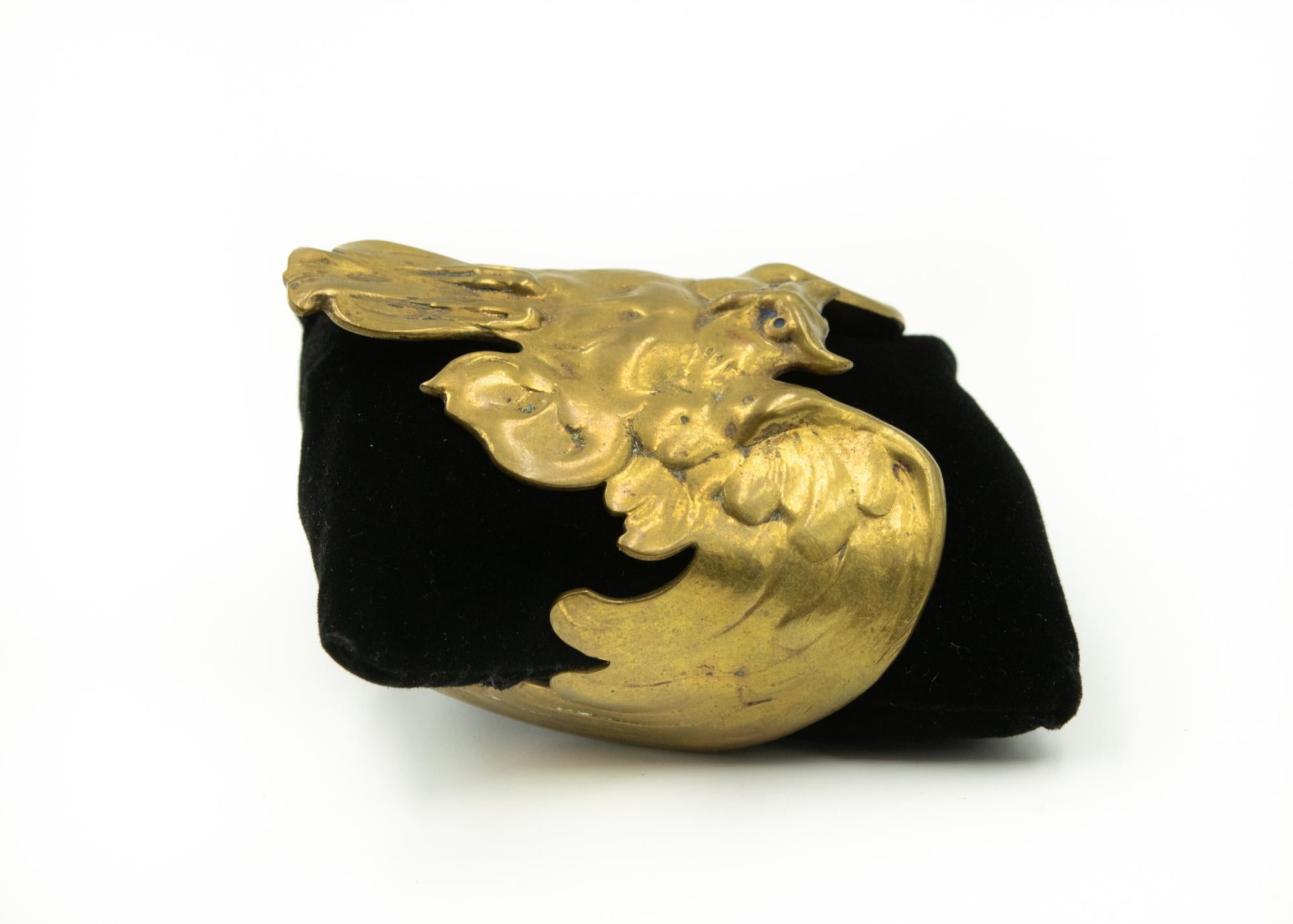 Art Nouveau Brass Owl Cuff Bracelet 2
