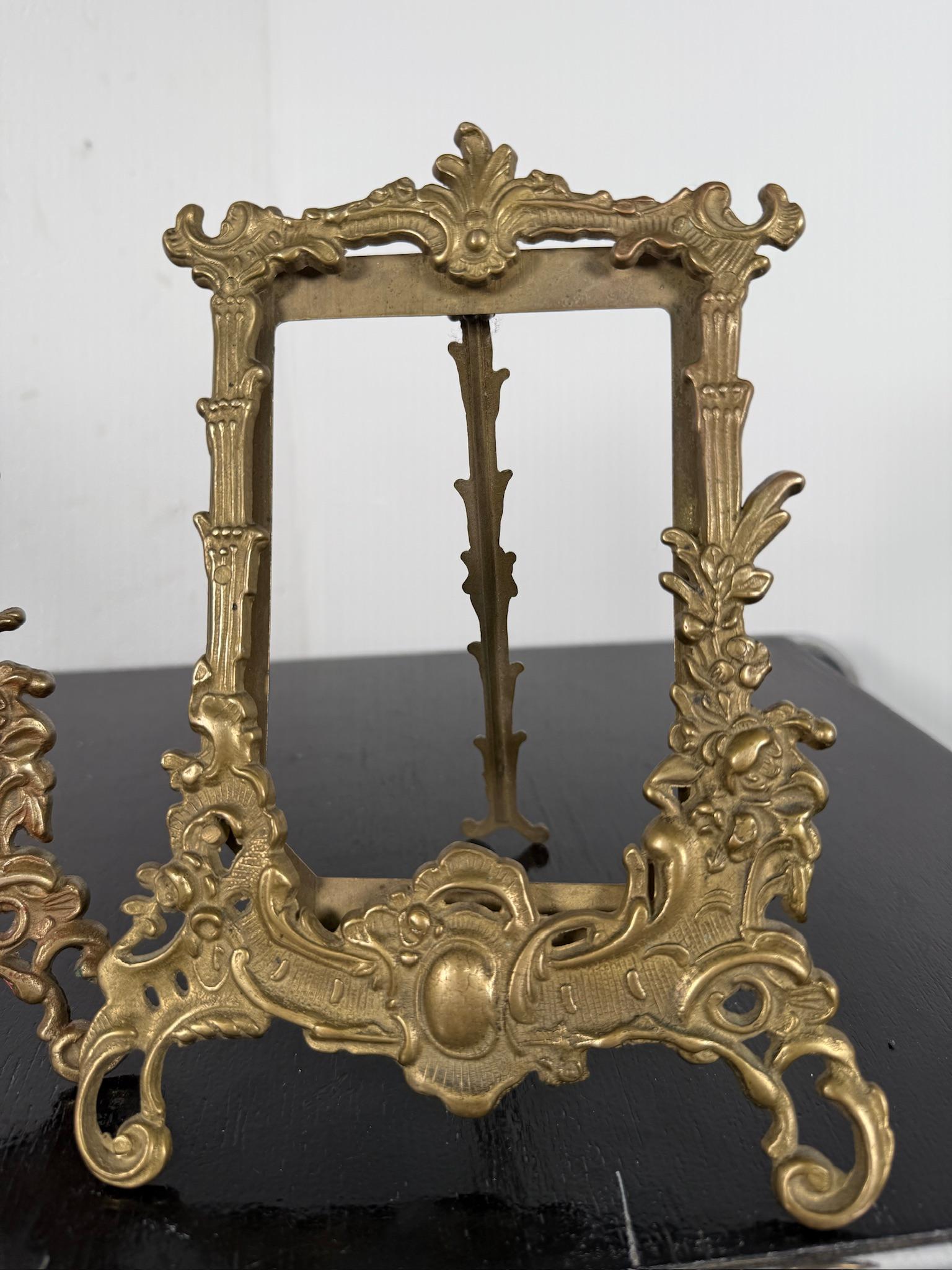 French Art Nouveau brass pair of photo frames - France- For Sale