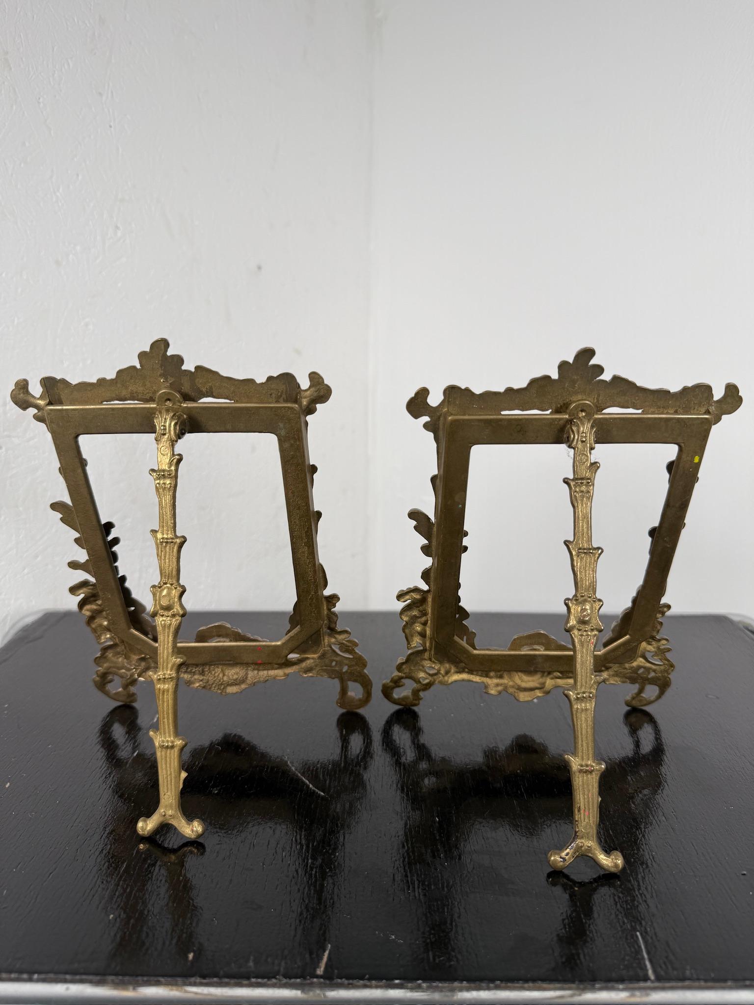 Brass Art Nouveau brass pair of photo frames - France- For Sale