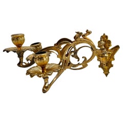 Paire de chandeliers muraux en laiton Art Nouveau, années 1930