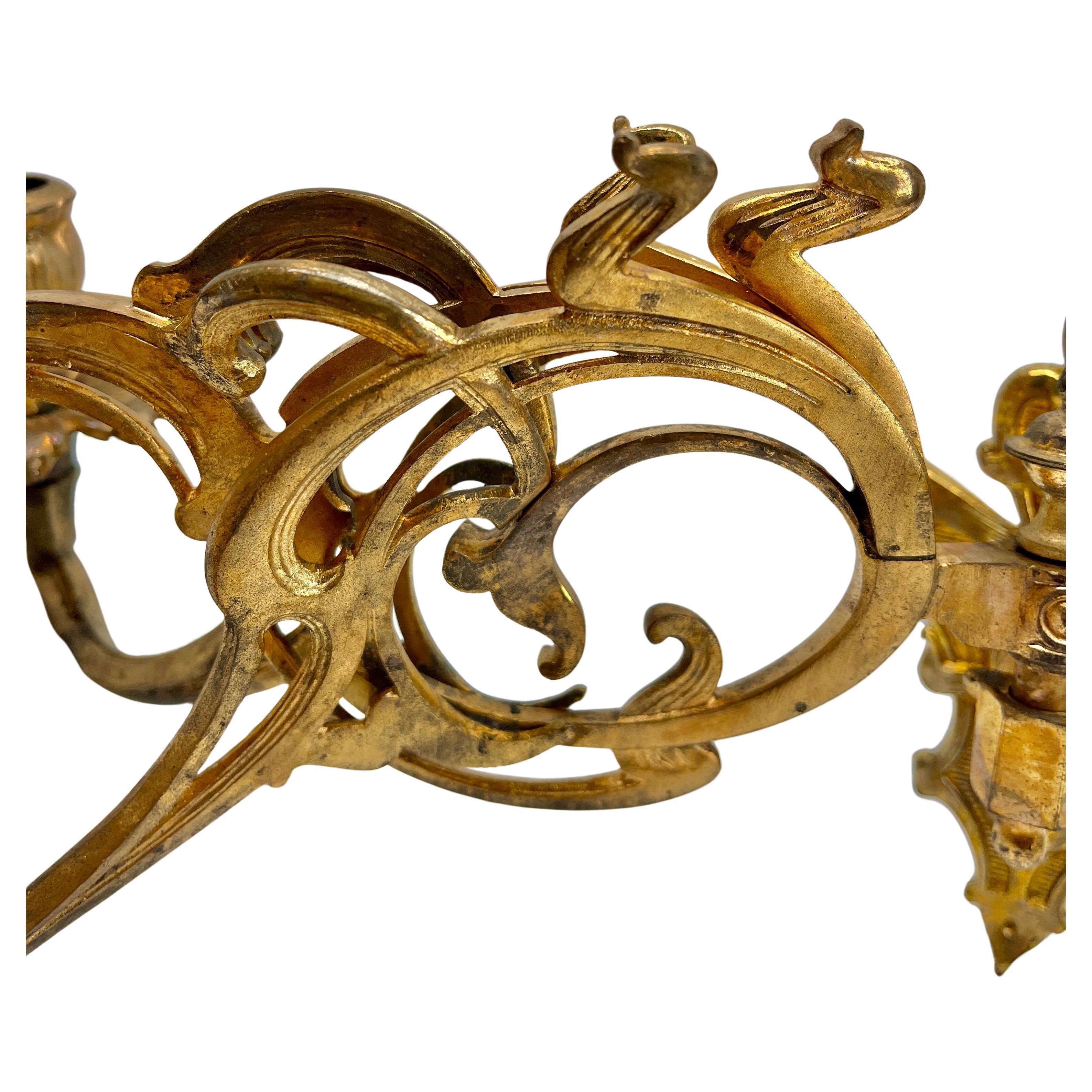 Fatto a mano Coppia di candelieri da parete in ottone Art Nouveau, anni '30 in vendita