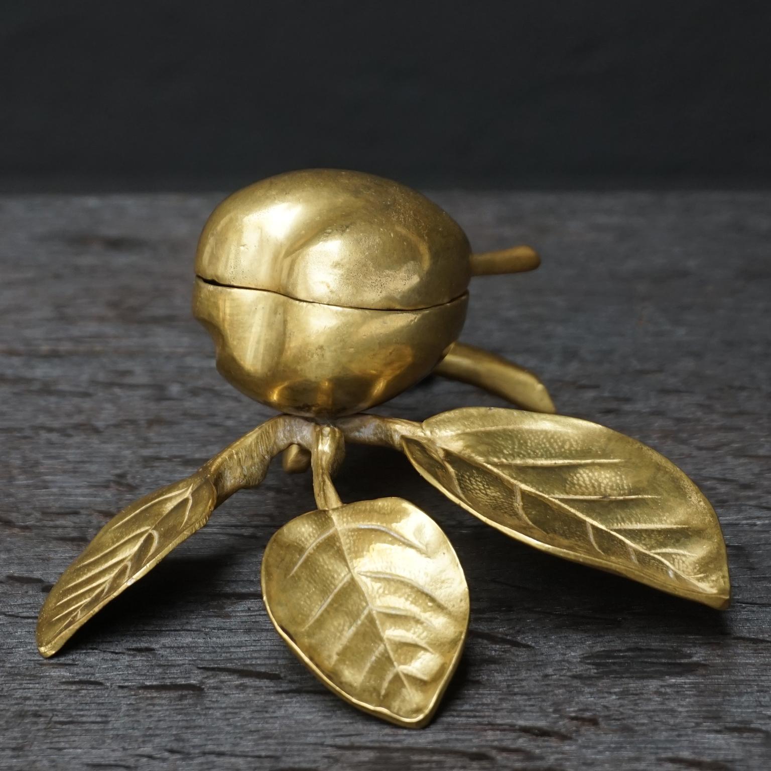 20th Century Art Nouveau Brass Pear Trinket Box