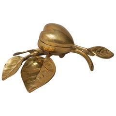 Art Nouveau Brass Pear Trinket Box