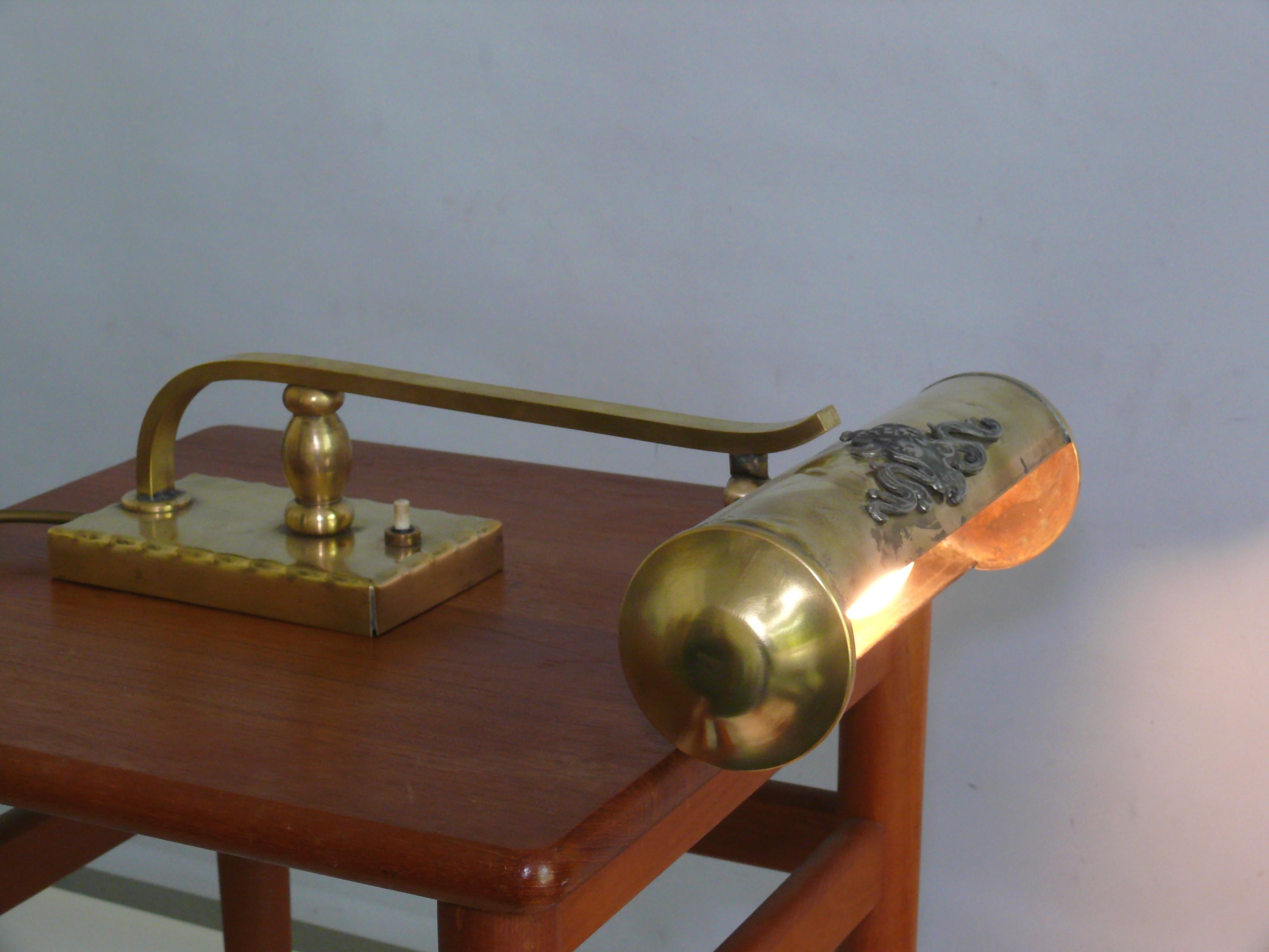 German Art Nouveau Brass Piano Lamp, 1920s For Sale