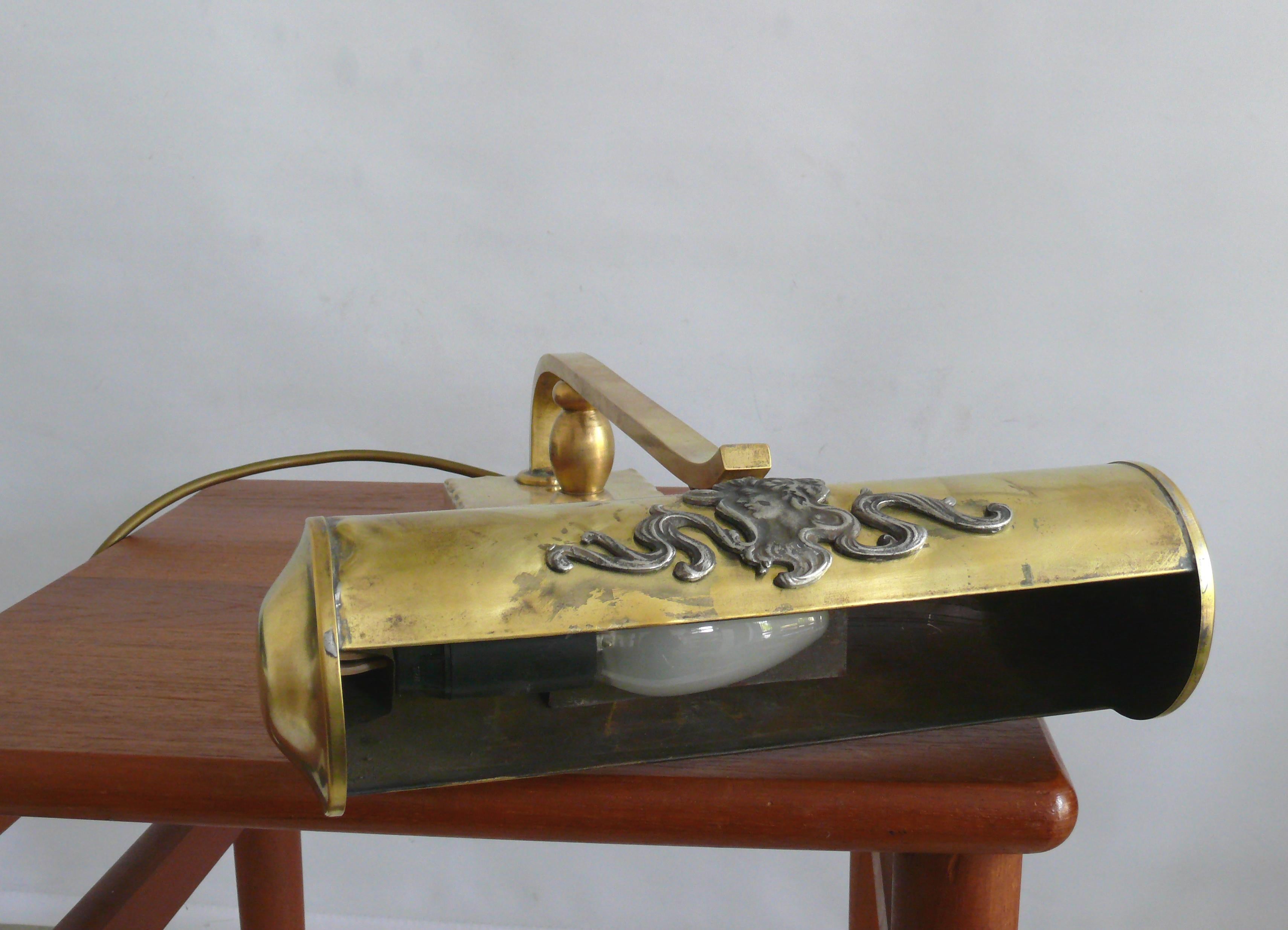 Art Nouveau Brass Piano Lamp, 1920s For Sale 1
