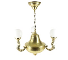 Art Nouveau Brass Representative Figural Chandelier