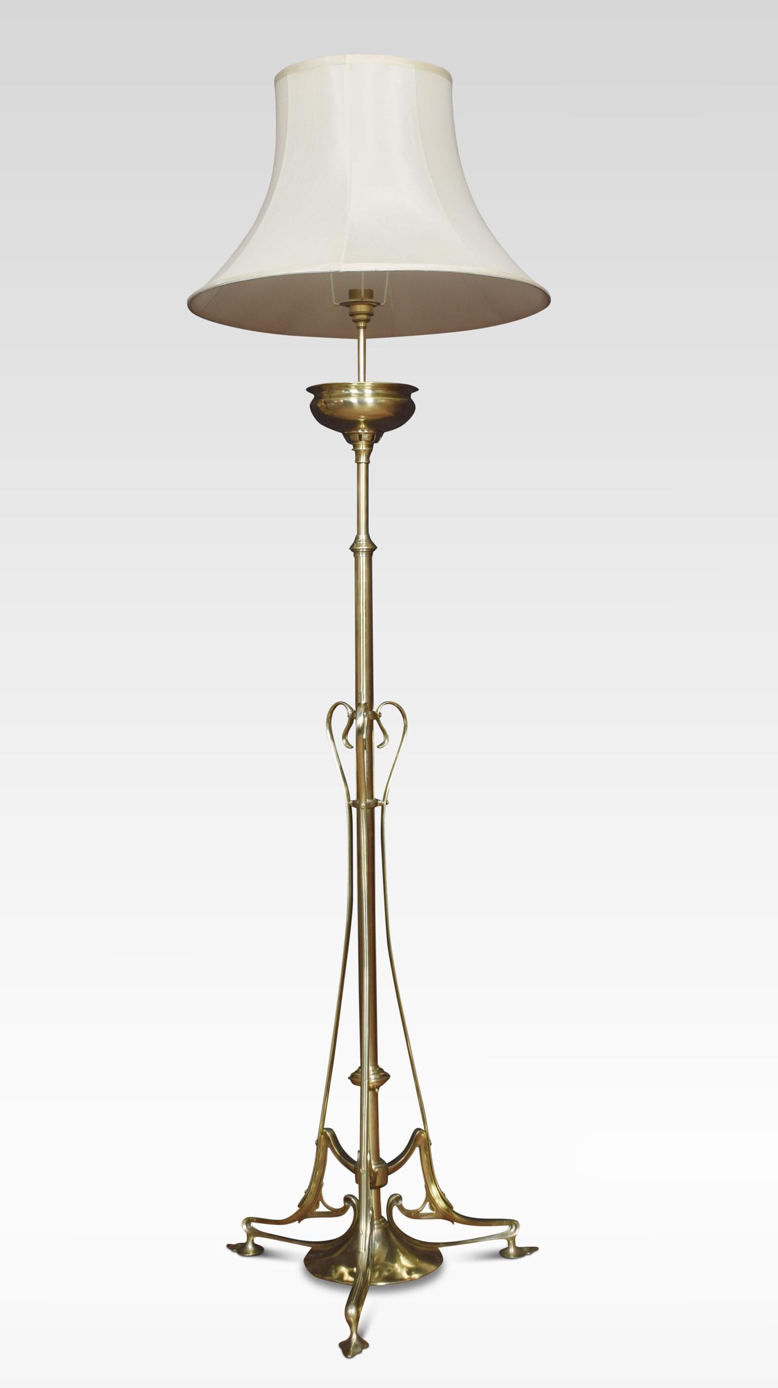 Art Nouveau Brass Standard Lamp In Good Condition In Cheshire, GB