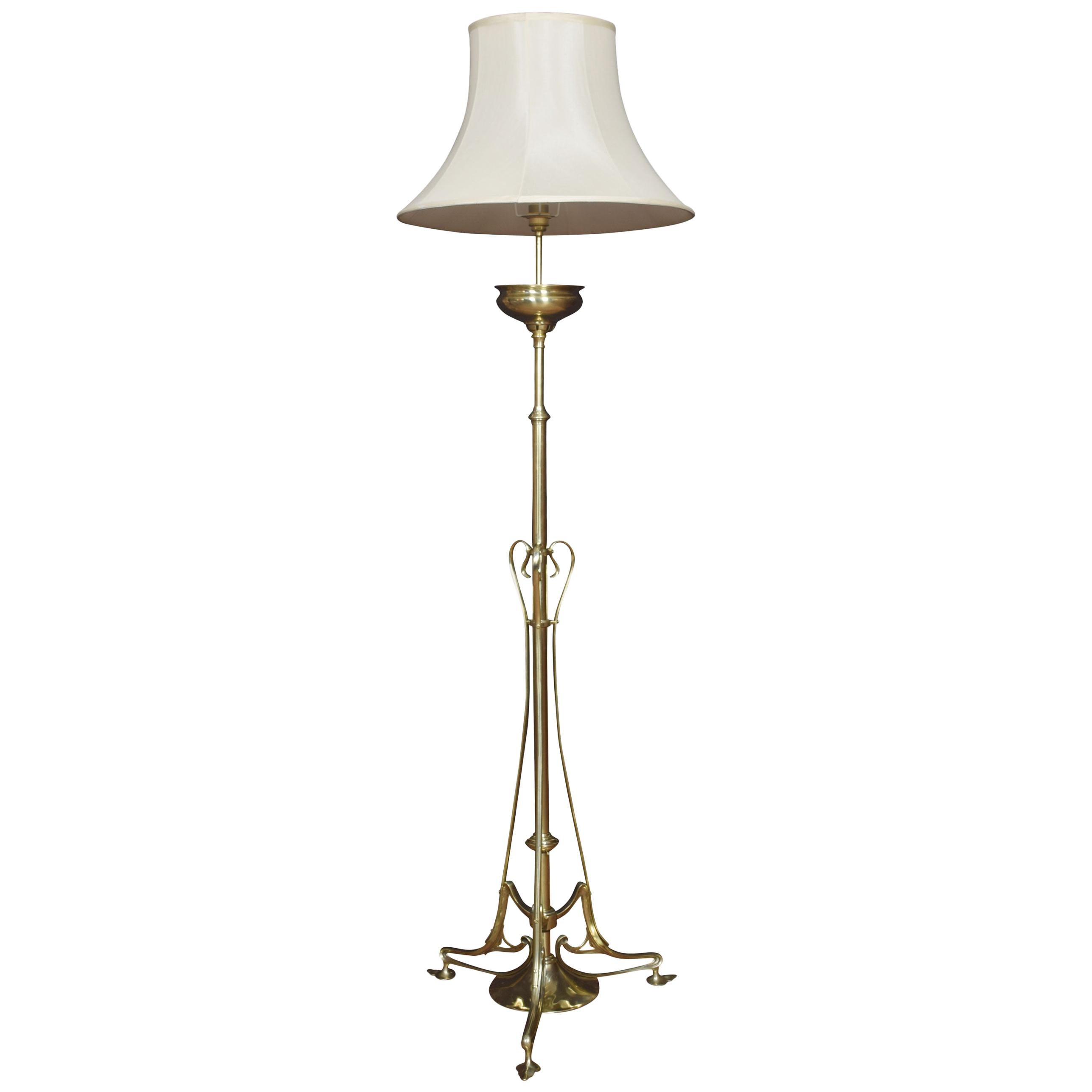 Art Nouveau Brass Standard Lamp
