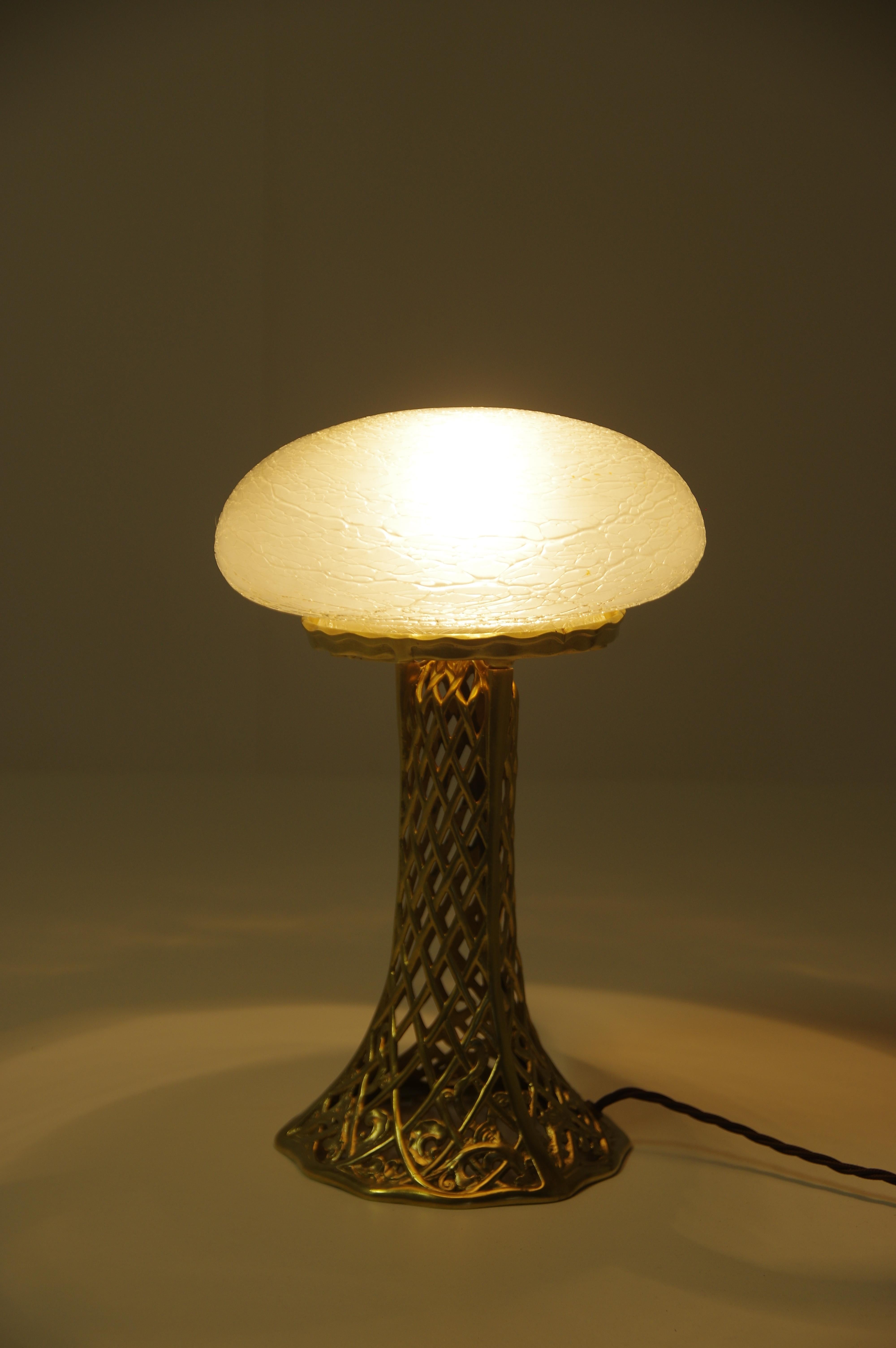 Art Nouveau Brass Table Lamp, 1900s 5