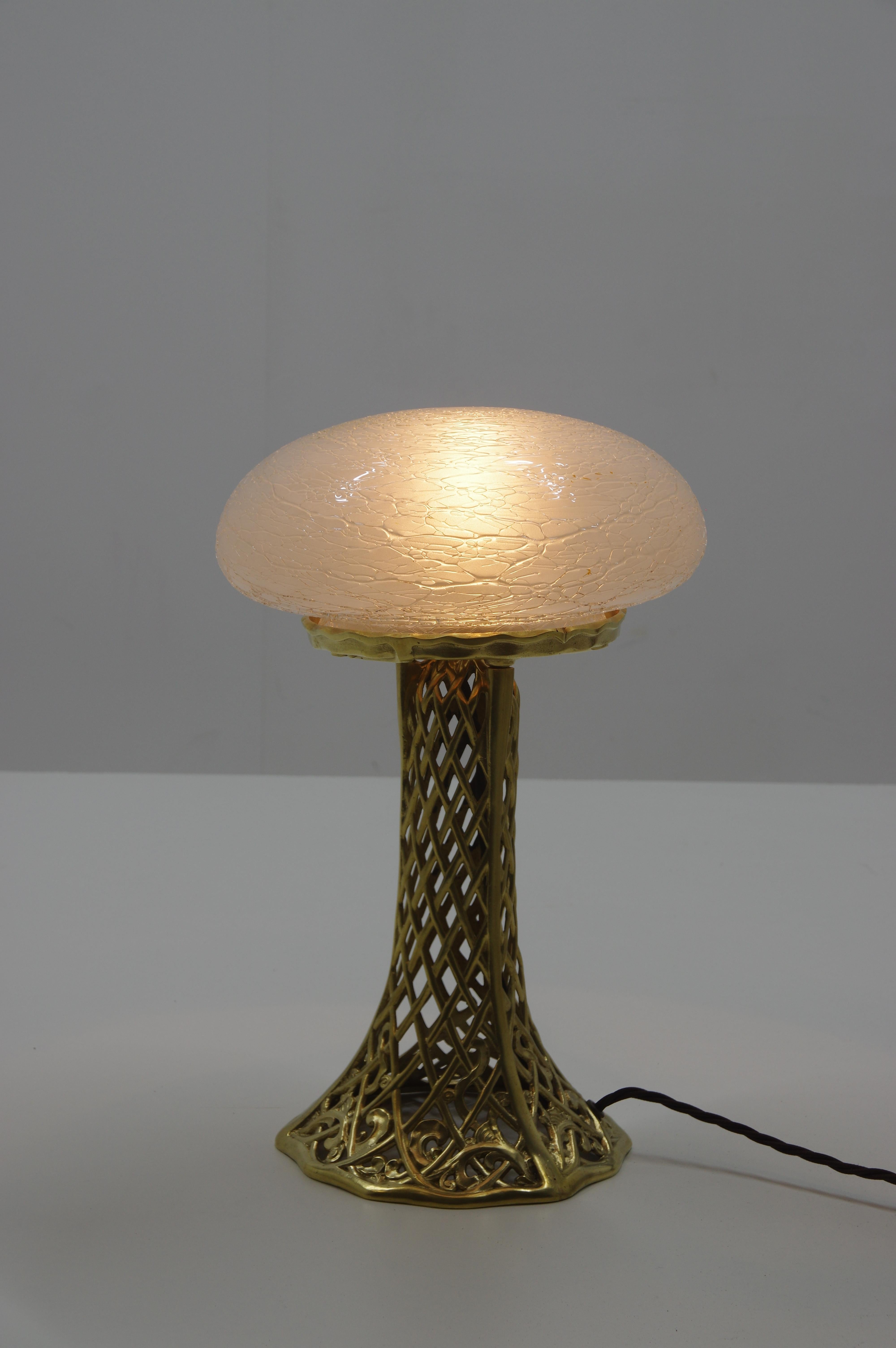 Austrian Art Nouveau Brass Table Lamp, 1900s