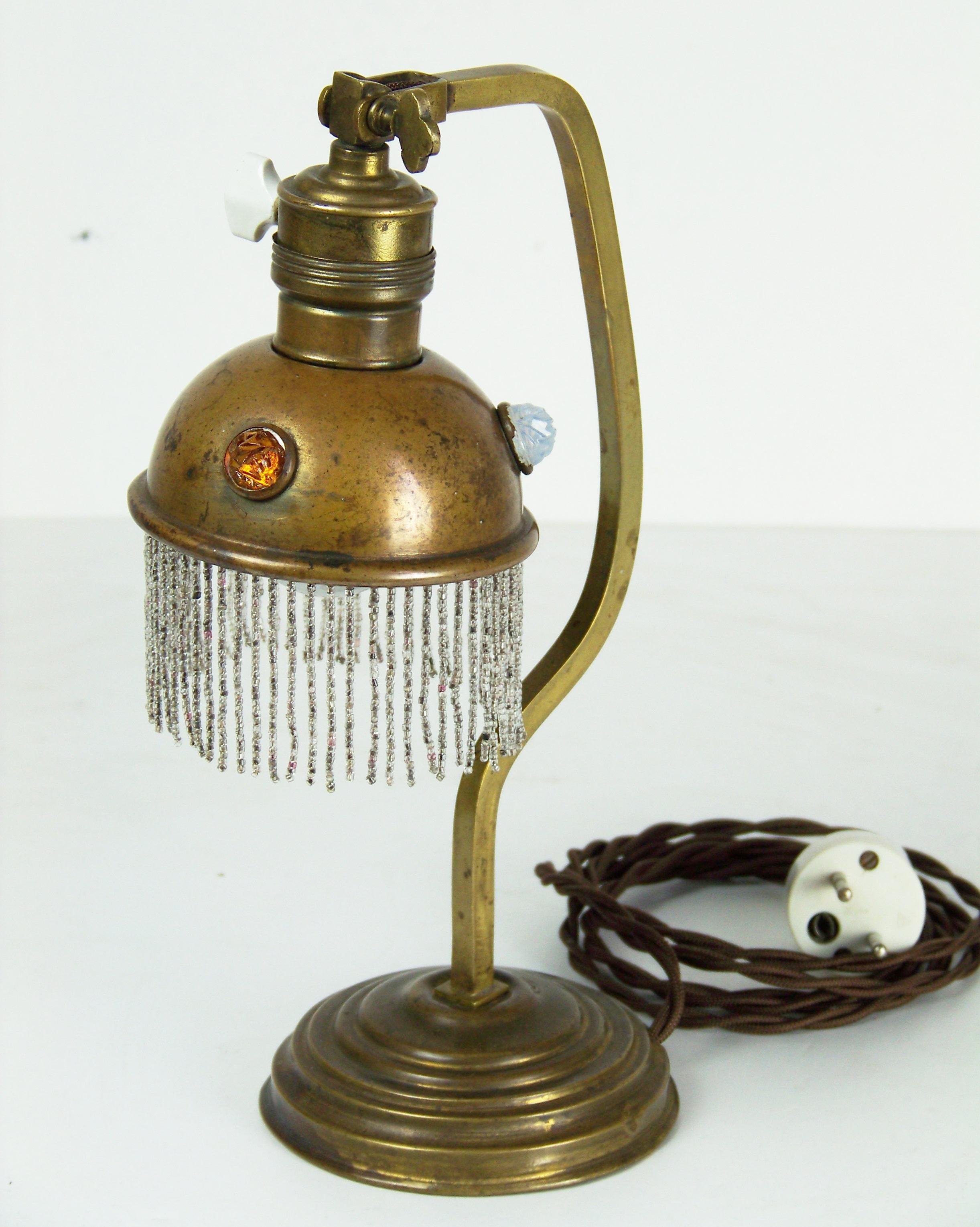 Austrian Art Nouveau Brass Table Lamp, circa 1900