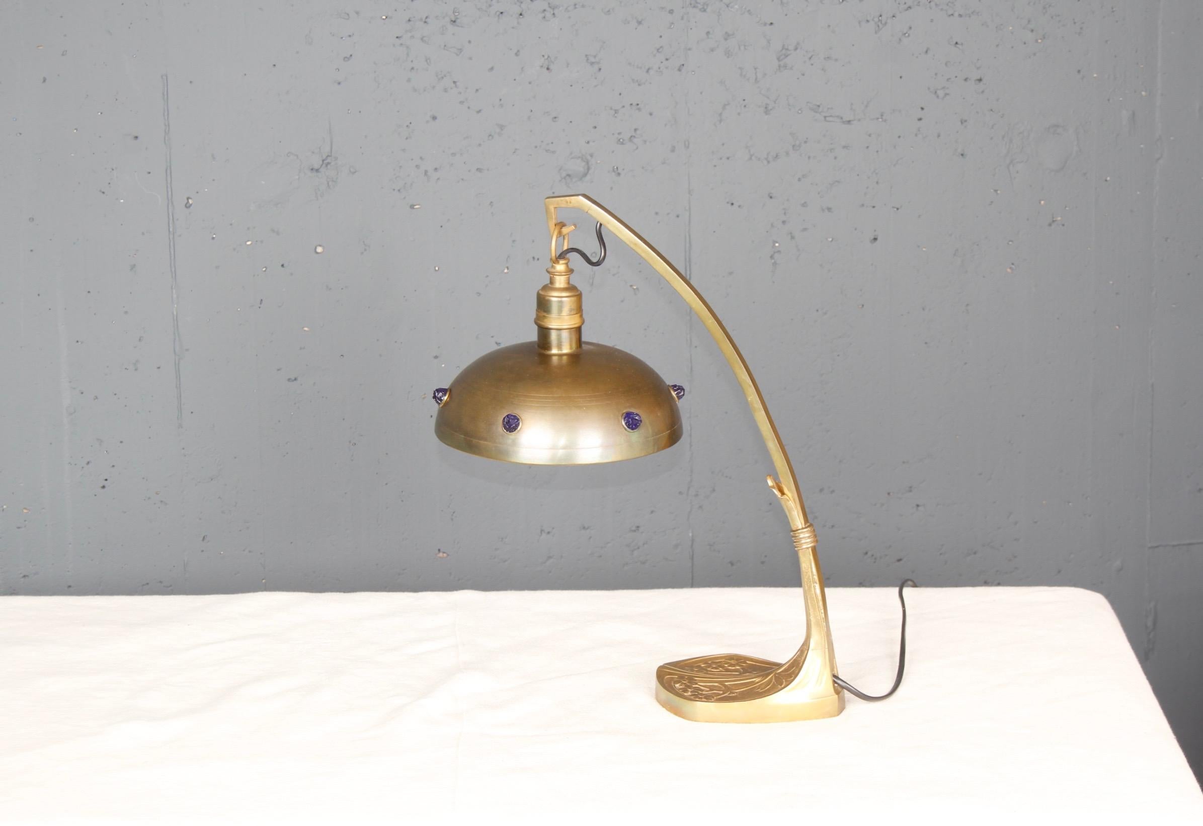 Brass Art nouveau table lamp.