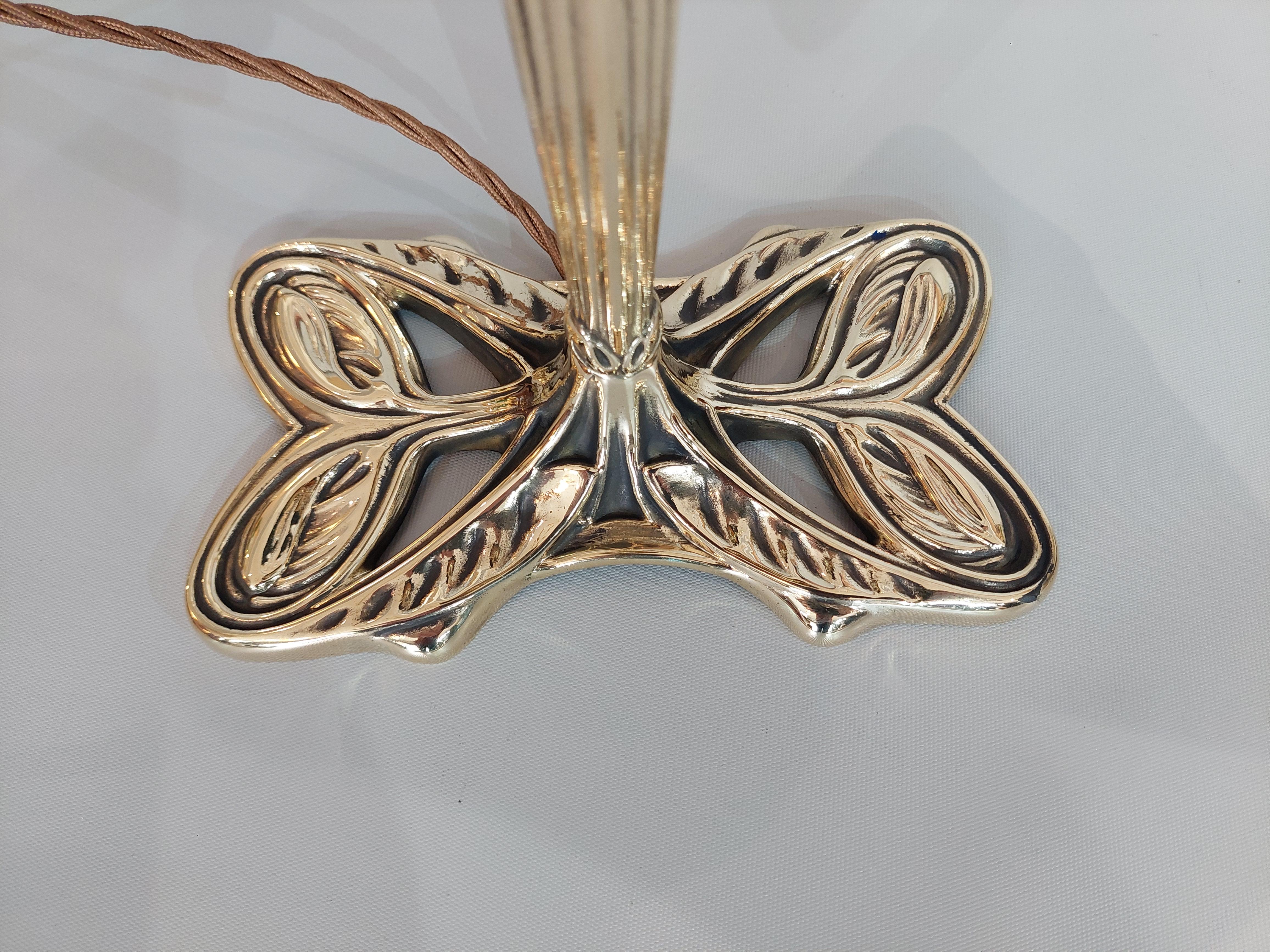 English Art Nouveau Brass Table Lamp