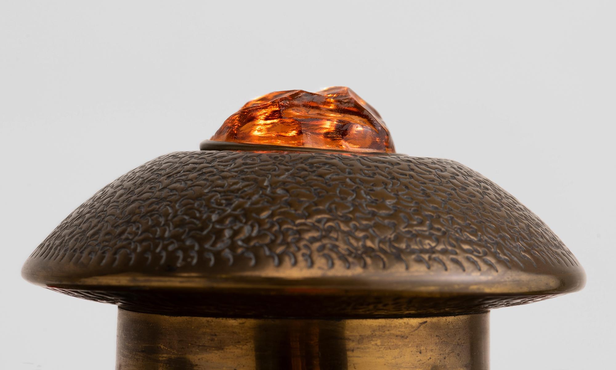 English Art Nouveau Brass Table Lamp