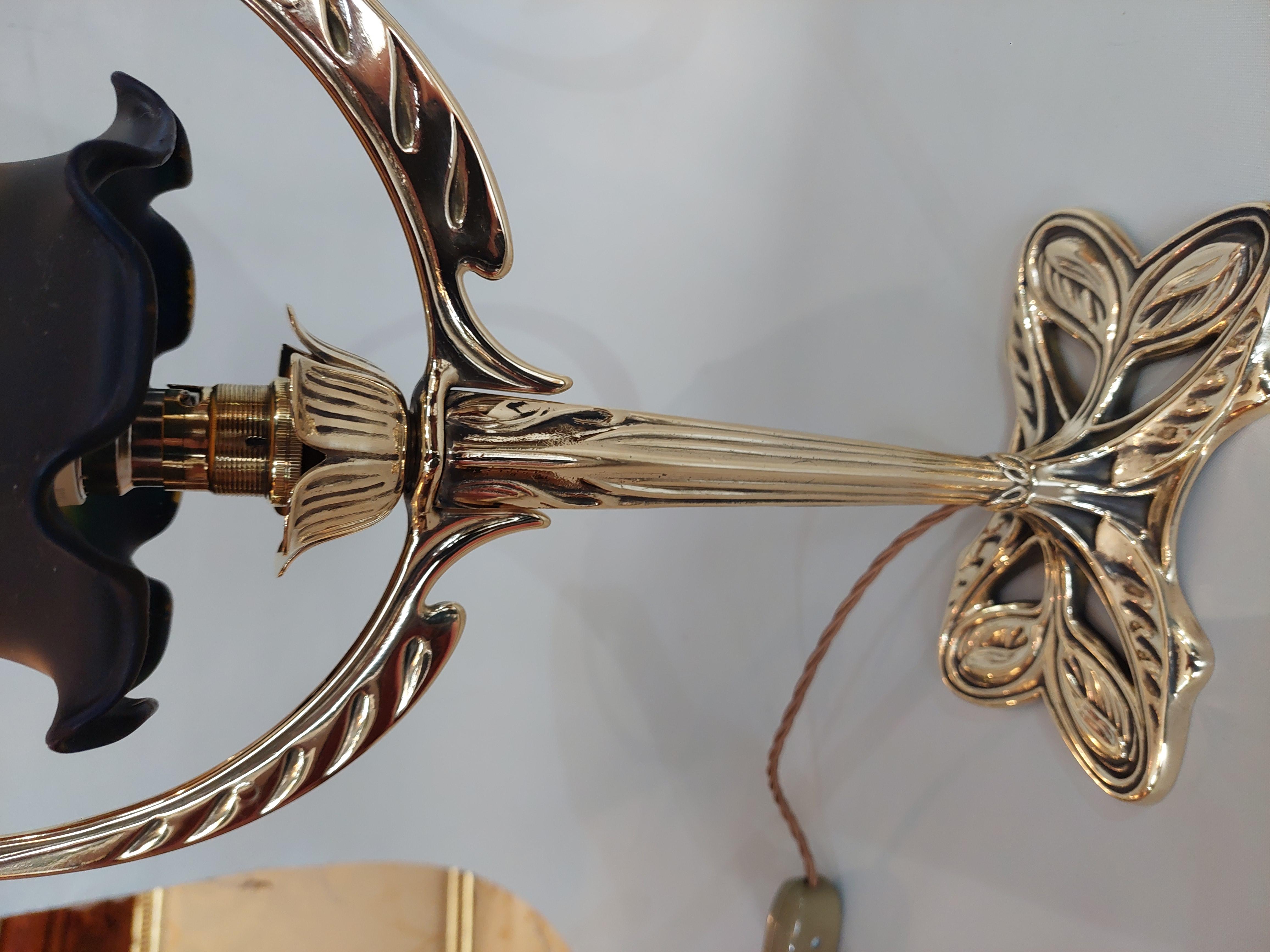 Art Nouveau Brass Table Lamp In Good Condition In Altrincham, GB
