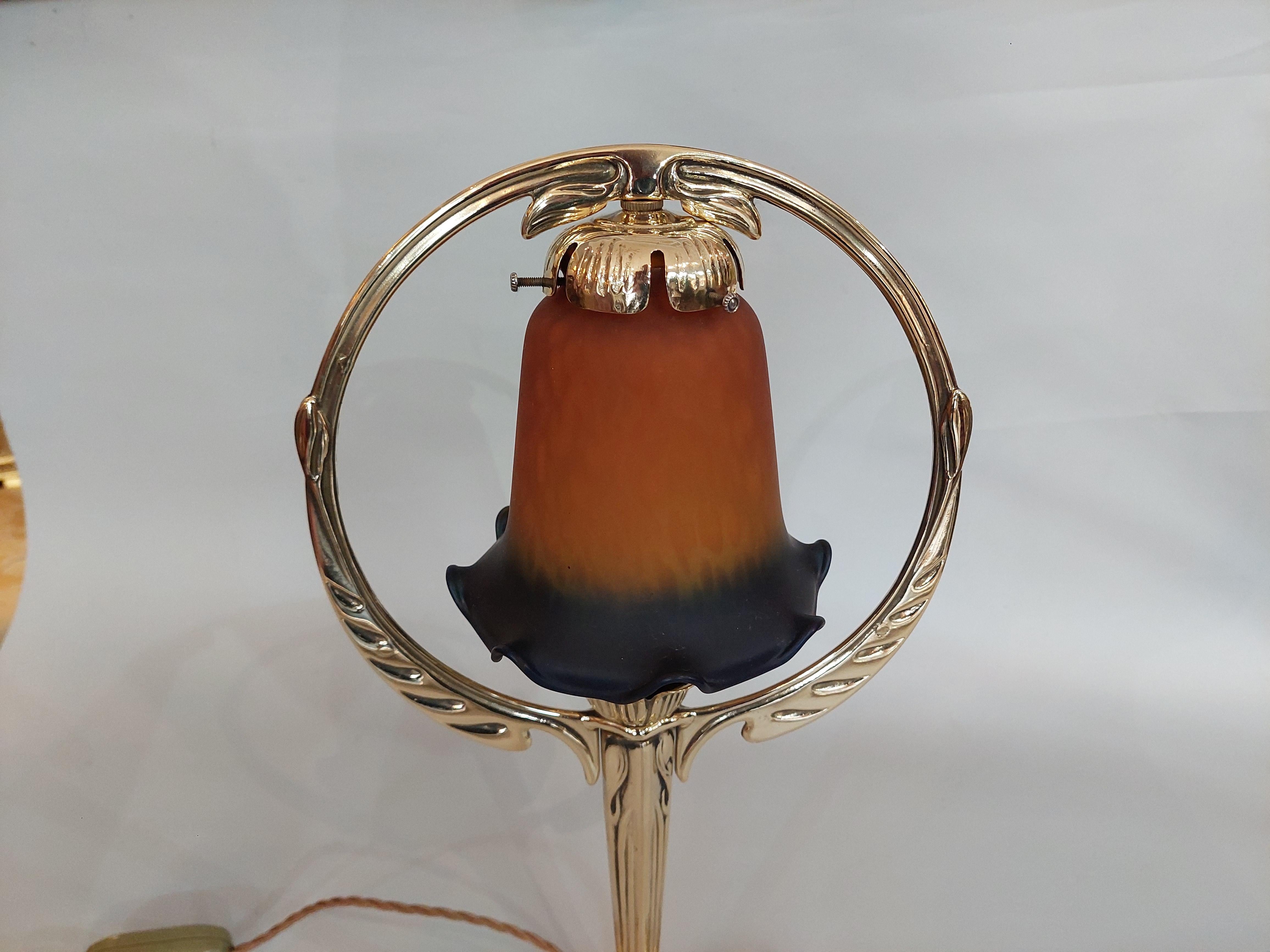 Early 20th Century Art Nouveau Brass Table Lamp