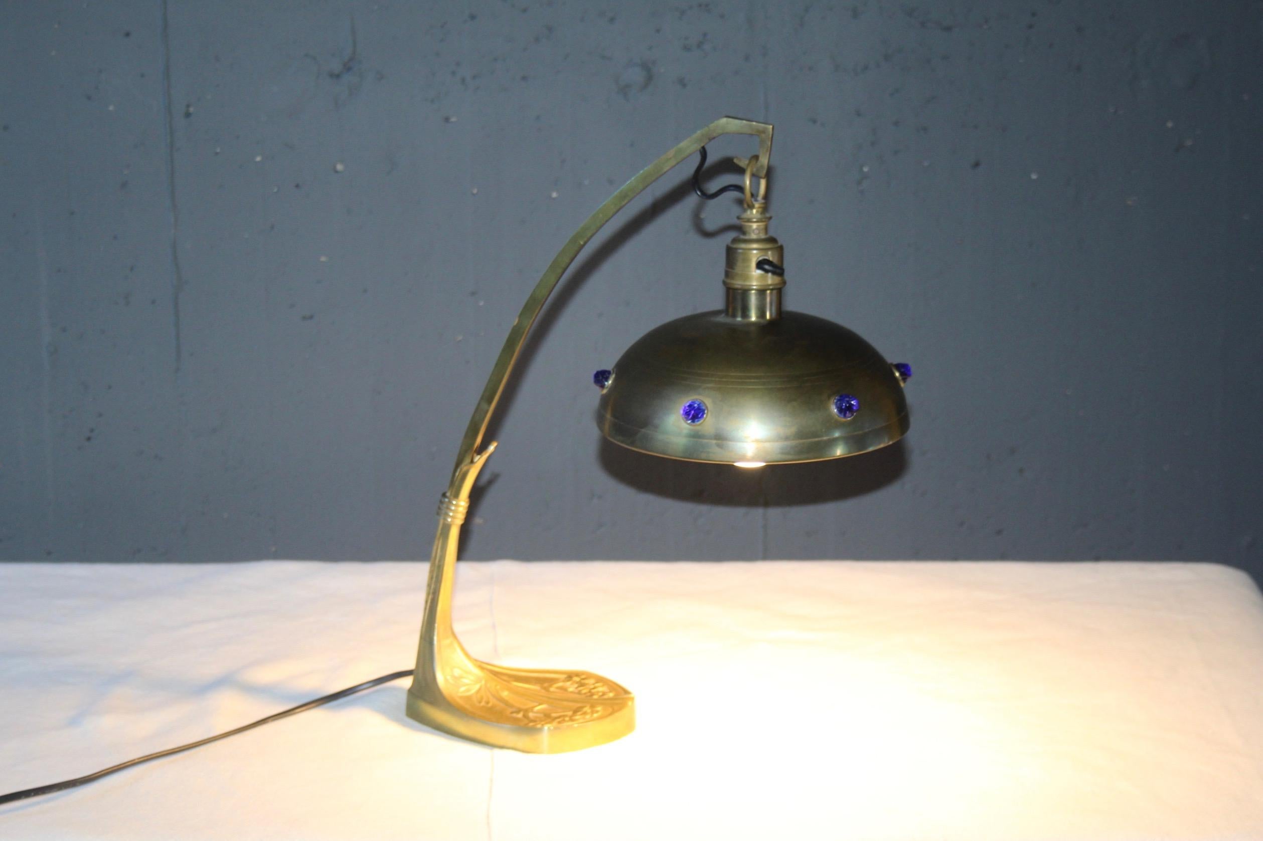 Art Nouveau Brass Table Lamp 3