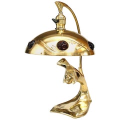 Antique Art Nouveau Brass Table Lamp
