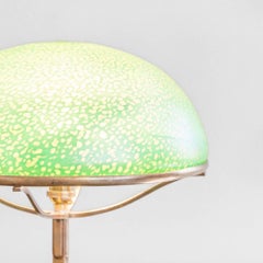 Art Nouveau Brass table lamp with iridescent glass dome shade