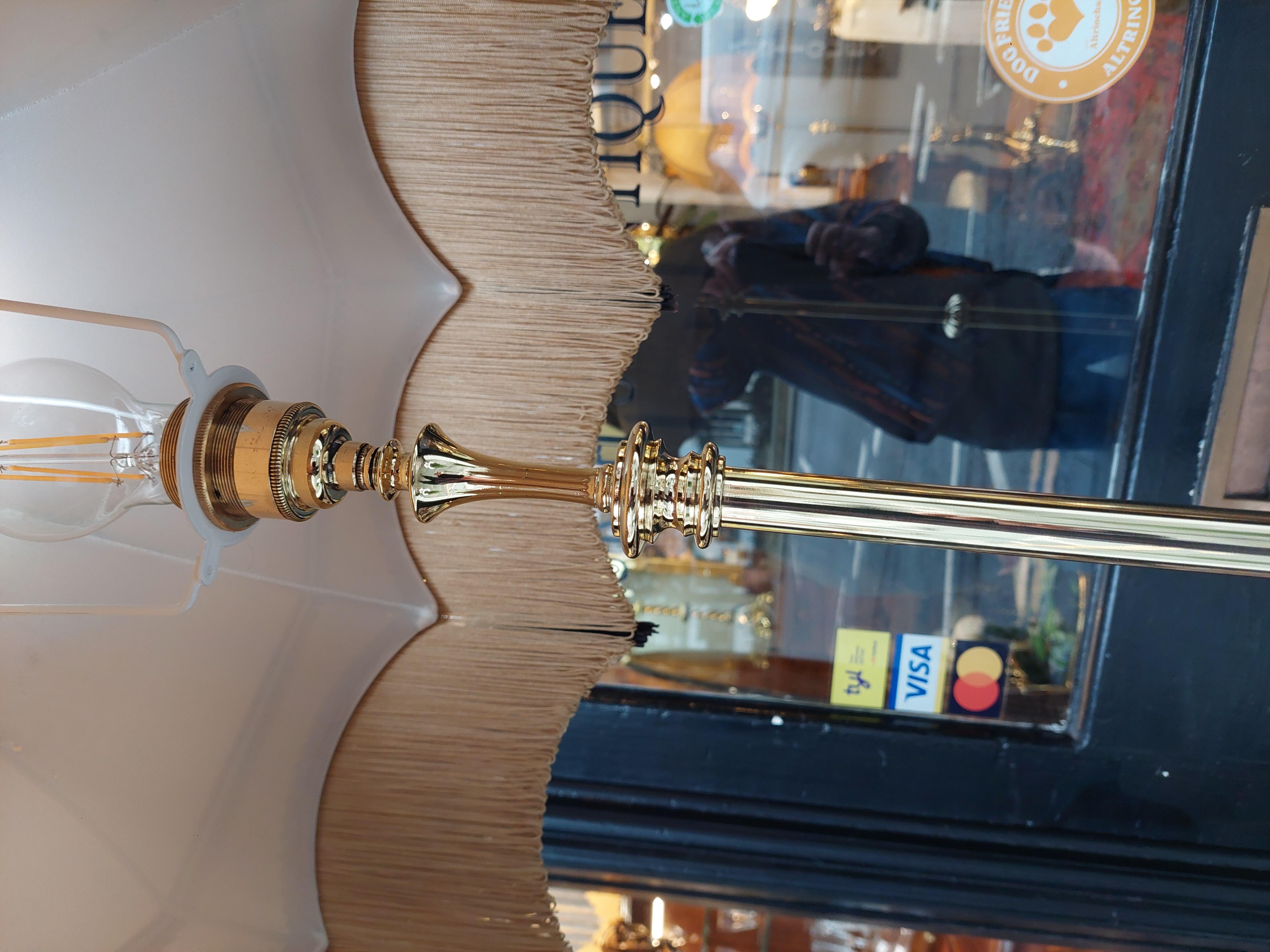 Art Nouveau Brass Telescopic Standard Oil Lamp converted to electric 6