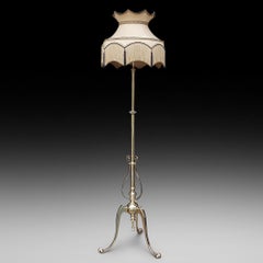 Jugendstil-Öllampe, Messing Teleskop, Standard, Öllampe, umgewandelt in elektrische