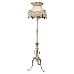 Antique Art Nouveau Brass Telescopic Standard Oil Lamp converted to electric