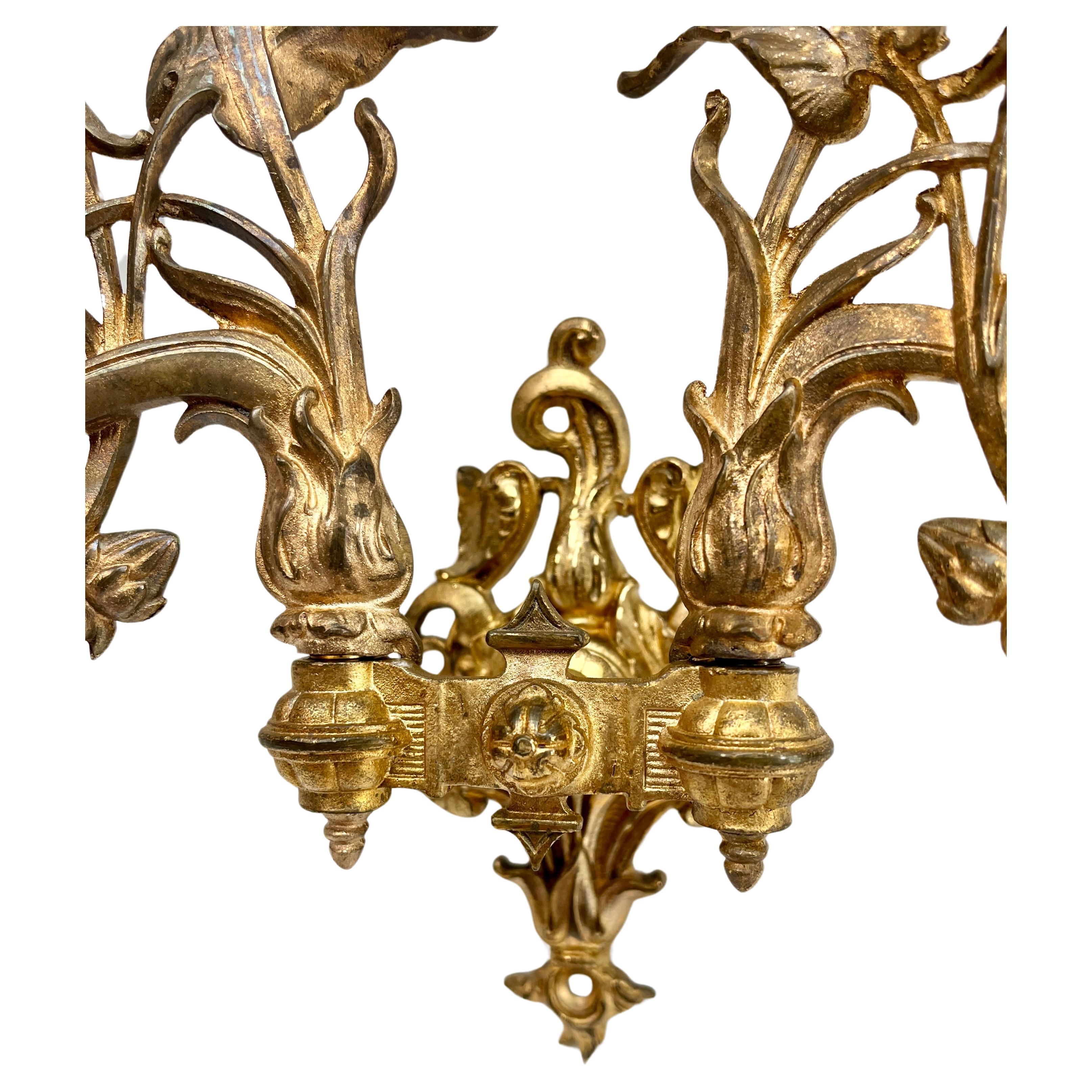 Belga Candelieri da parete in ottone Art Nouveau, anni '30 in vendita
