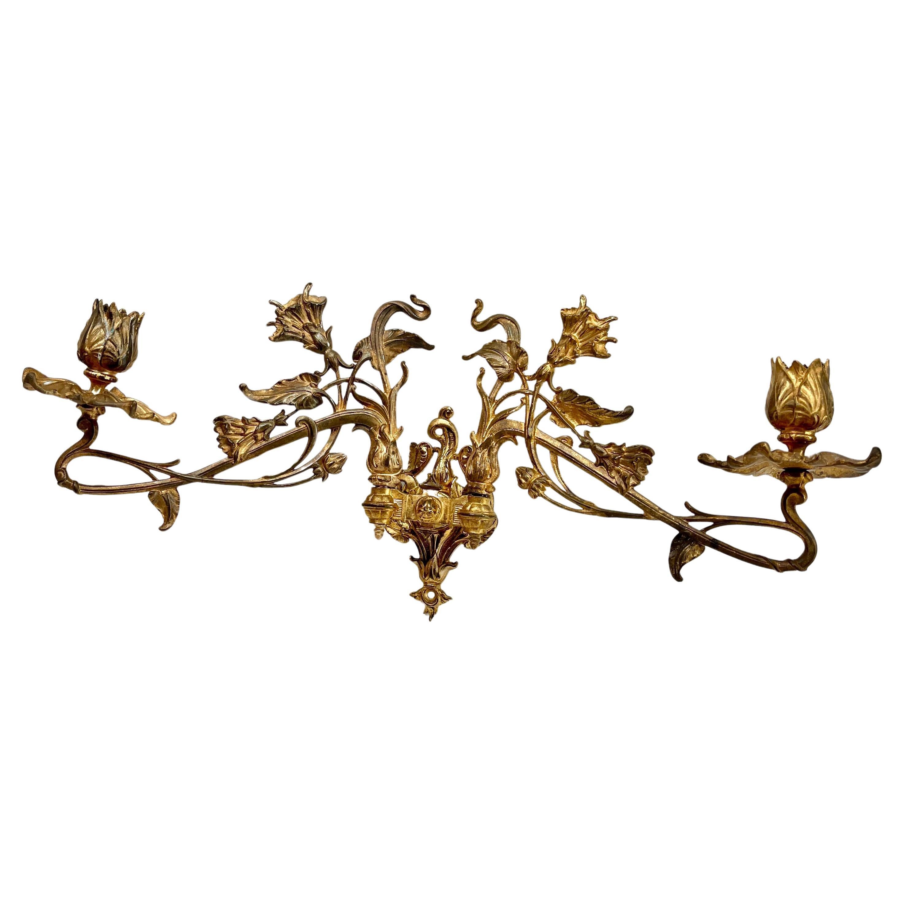 Fatto a mano Candelieri da parete in ottone Art Nouveau, anni '30 in vendita