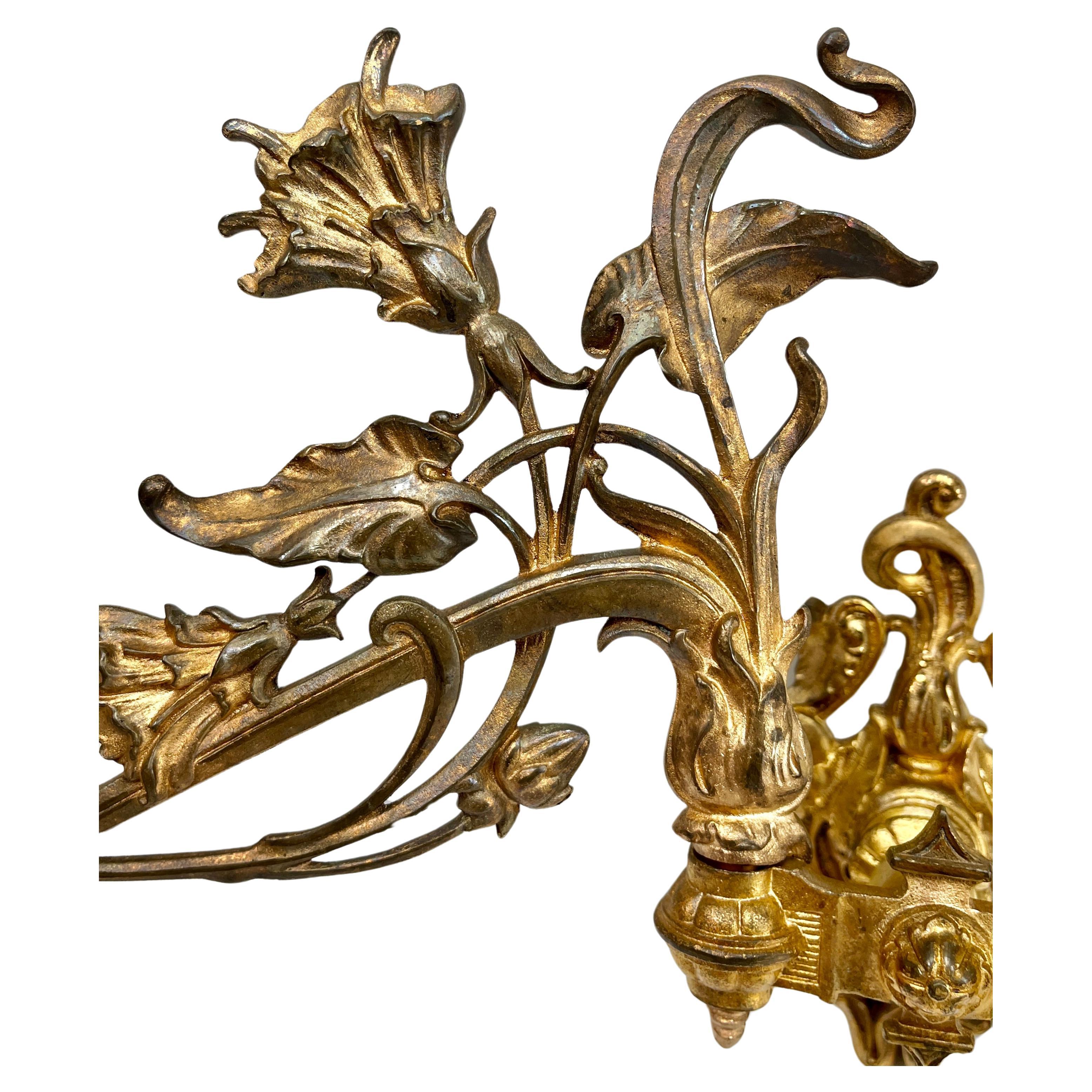 Metà XX secolo Candelieri da parete in ottone Art Nouveau, anni '30 in vendita
