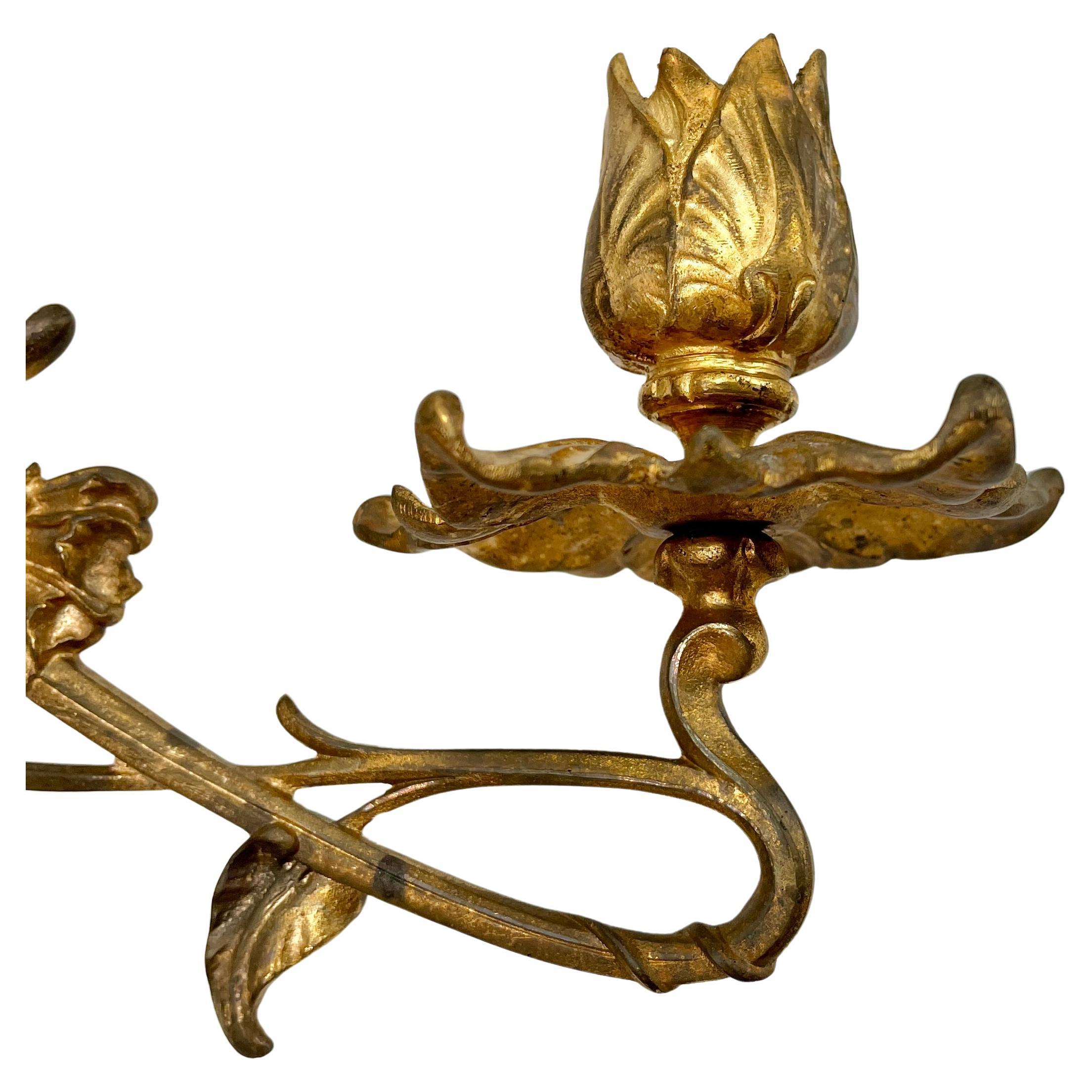 Candelieri da parete in ottone Art Nouveau, anni '30 in vendita 1