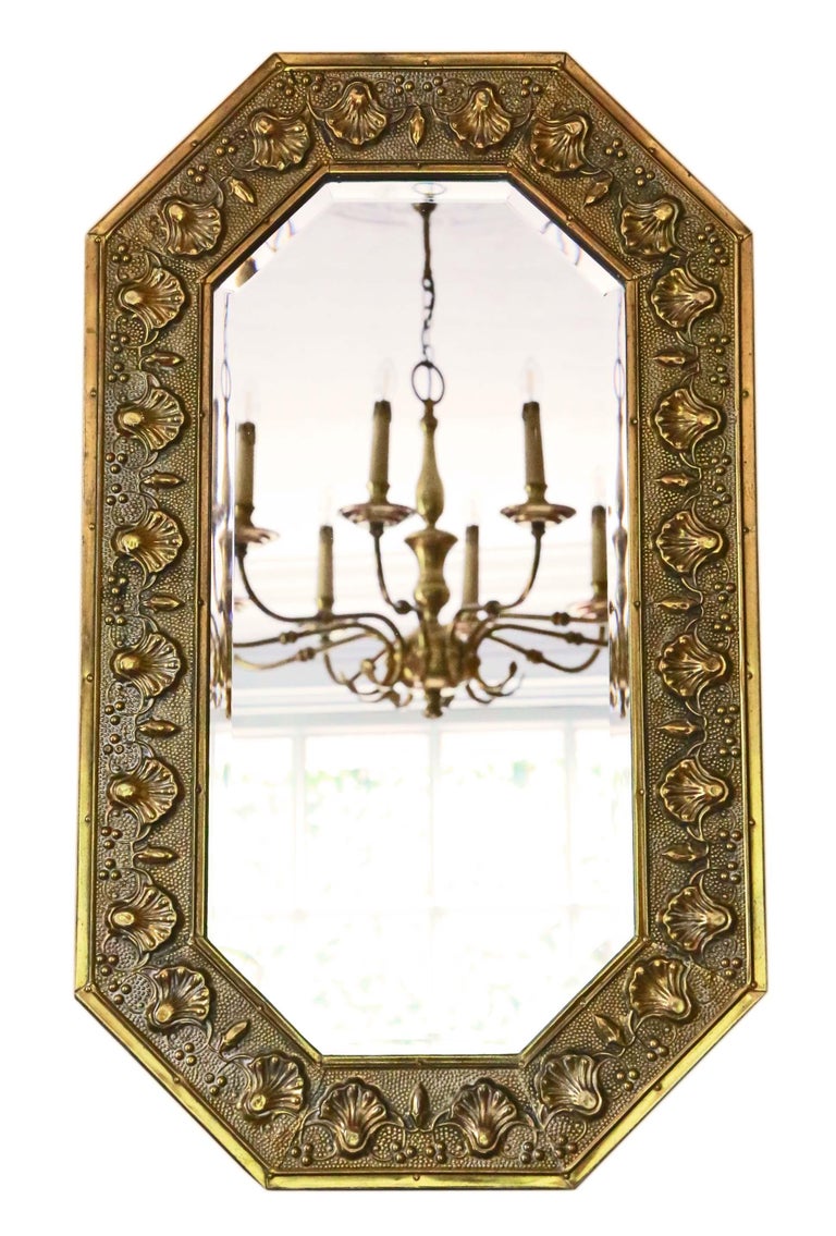 Art Nouveau Brass Wall Or Overmantle Mirror at 1stDibs