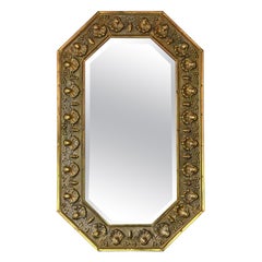 Art Nouveau Brass Wall Or Overmantle Mirror