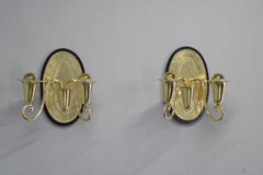 Art Nouveau Brass Wall Sconces Hoffmann Style, 1920s