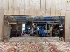 Art Nouveau brasserie mirror – Églomisé glass – Lacquered wood – Bronze