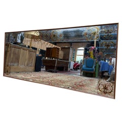 Art Nouveau brasserie mirror – Églomisé glass – Lacquered wood – Bronze