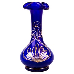 Antique Art Nouveau Bristol Blue Glass Vase 