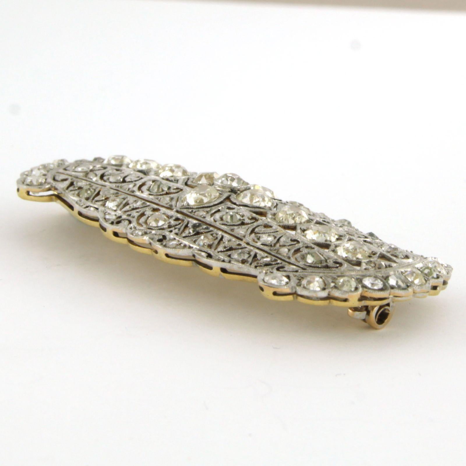 Art Nouveau ART NOUVEAU Brooch with old mine and rose cut diamonds up to 3.50ct 18k gold For Sale